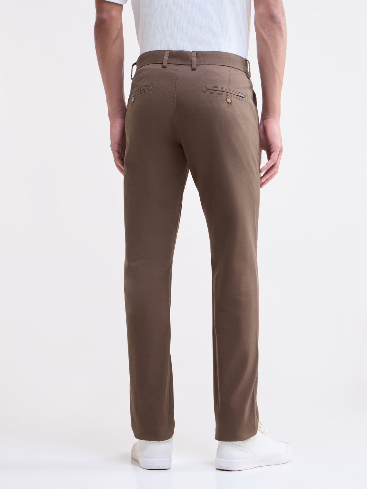 Twill Slim Fit Trousers - Brown t4option_1