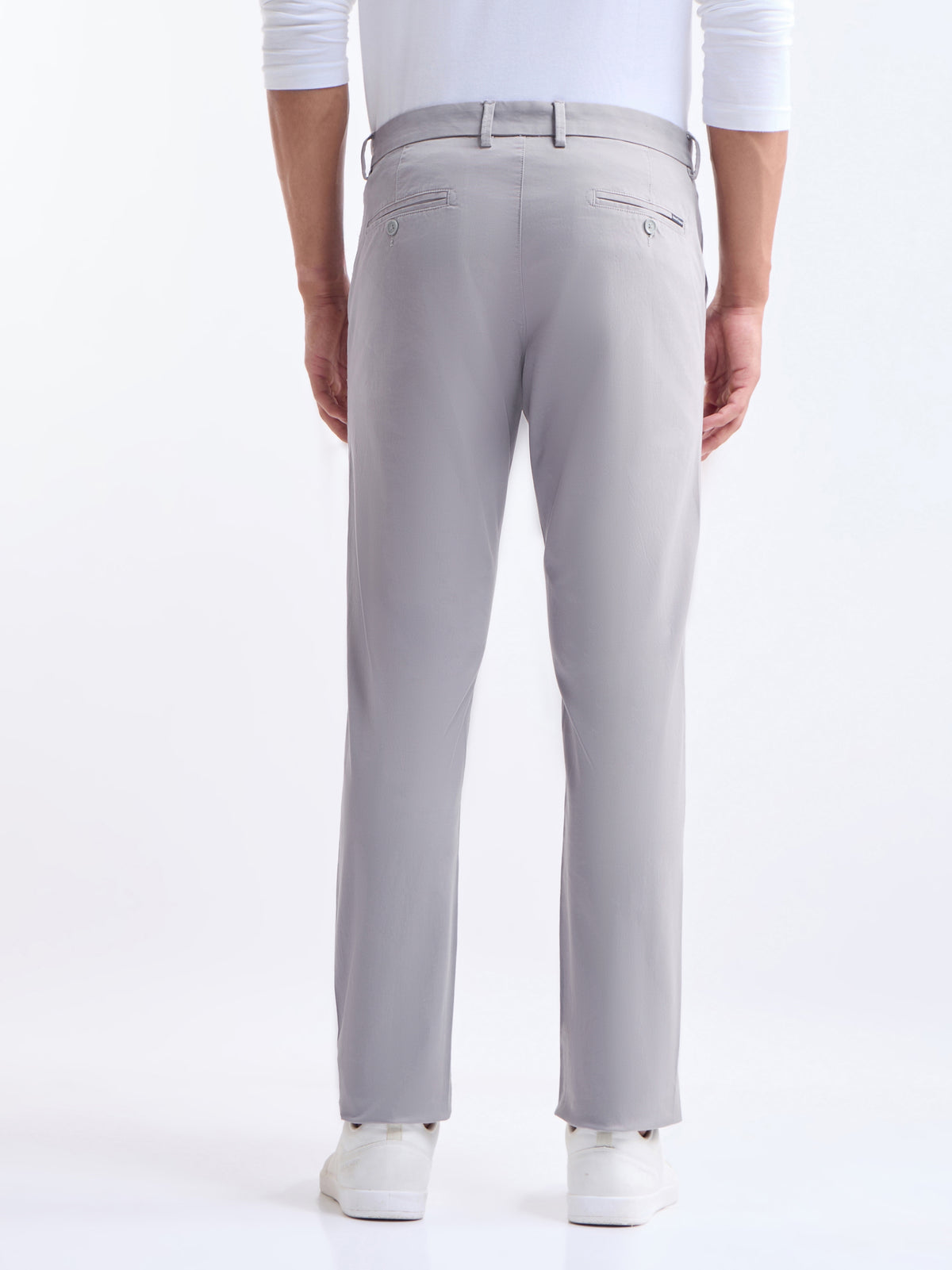 Twill Slim Fit Trousers - Light Grey t4option_2