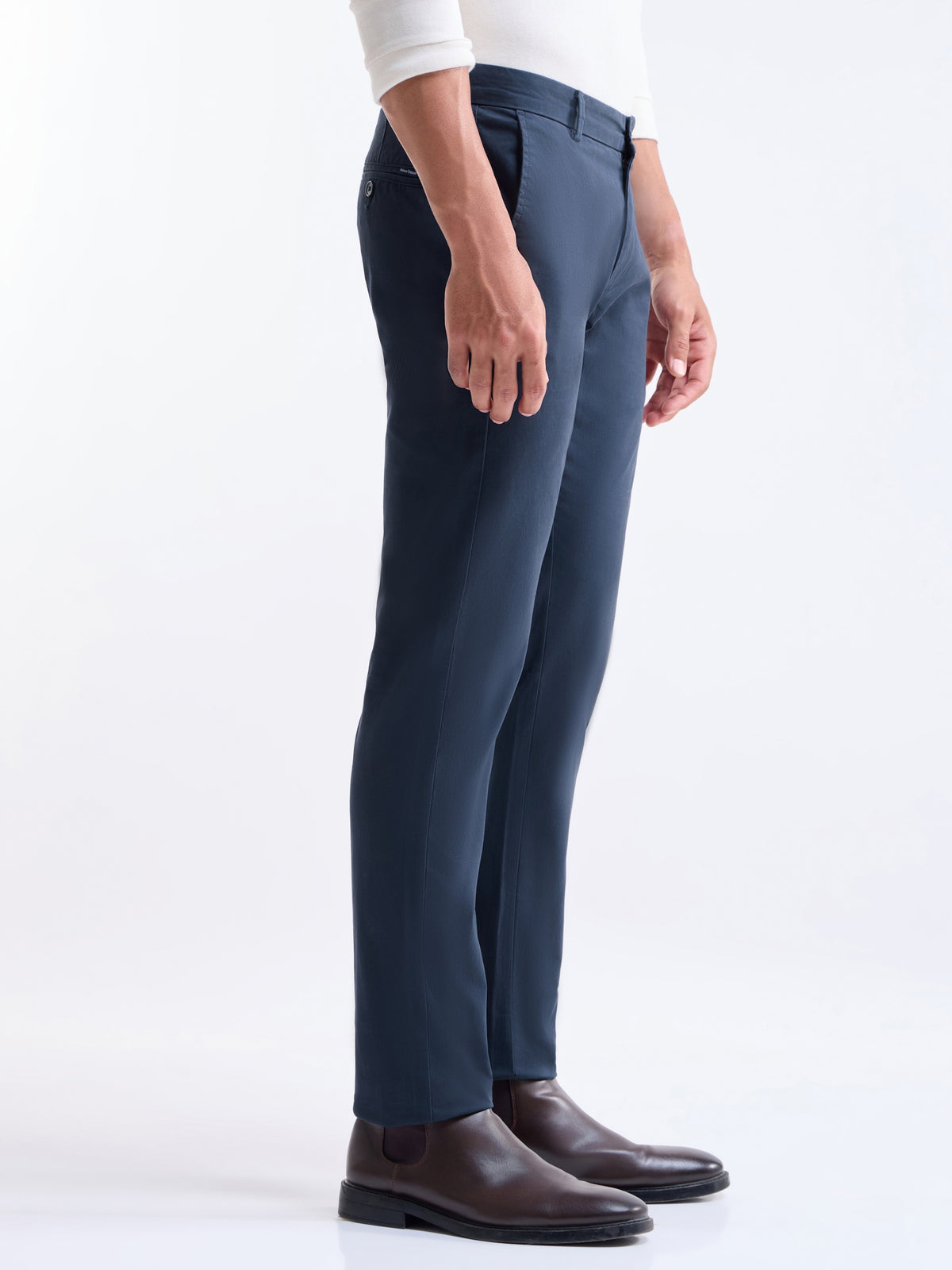 Twill Slim Fit Trousers - Navy t4option_3