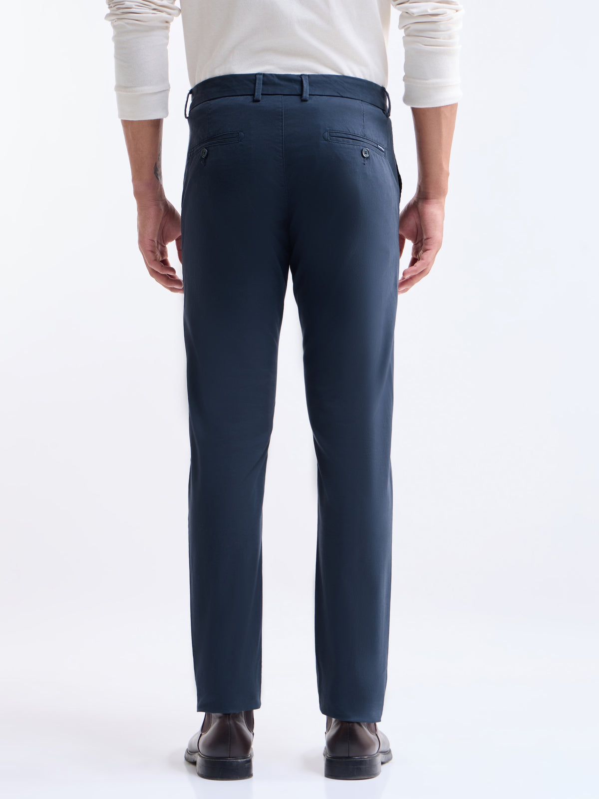 Twill Slim Fit Trousers - Navy t4option_3