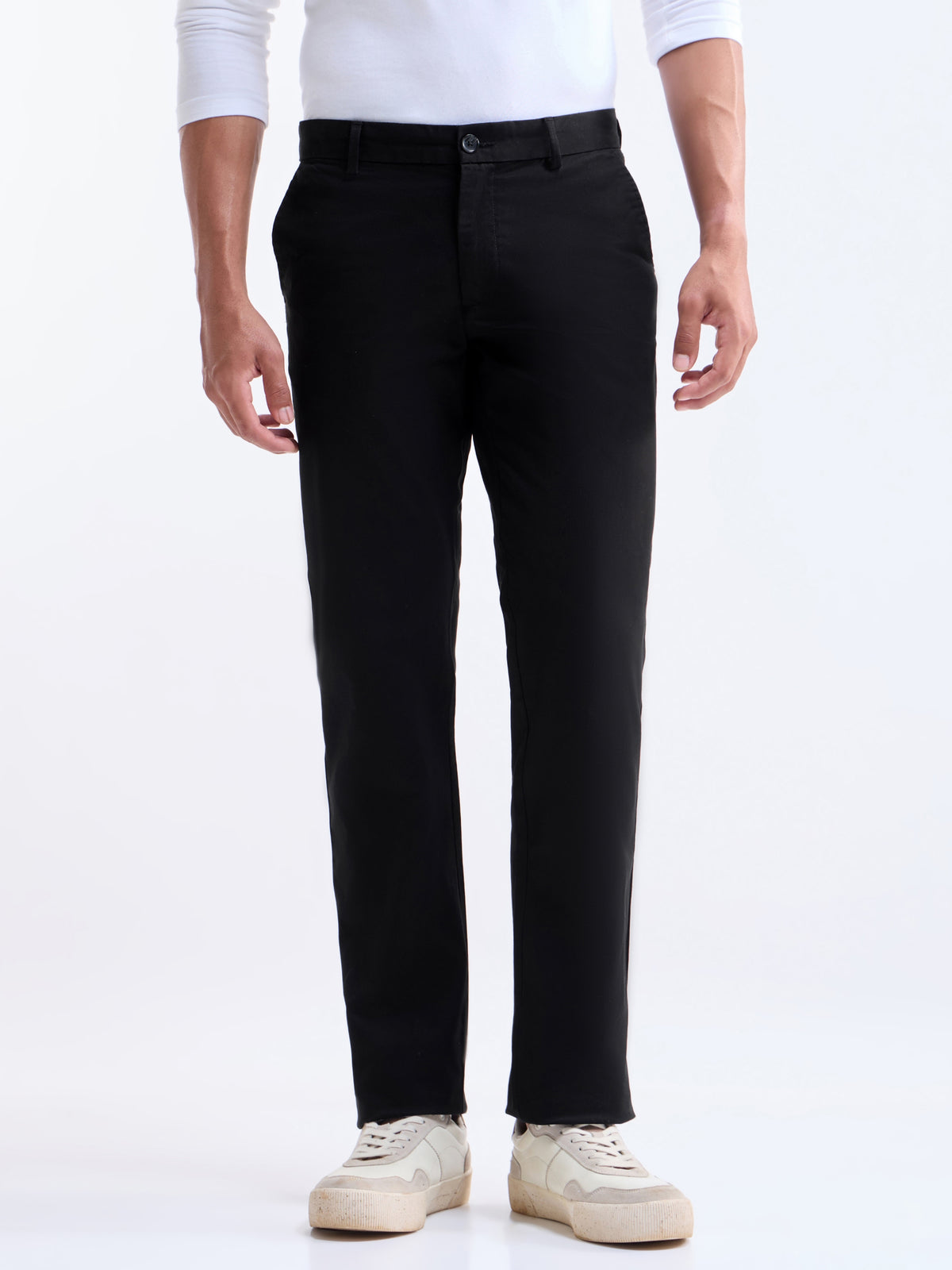 Twill Regular Fit Trousers - Black t4option_0