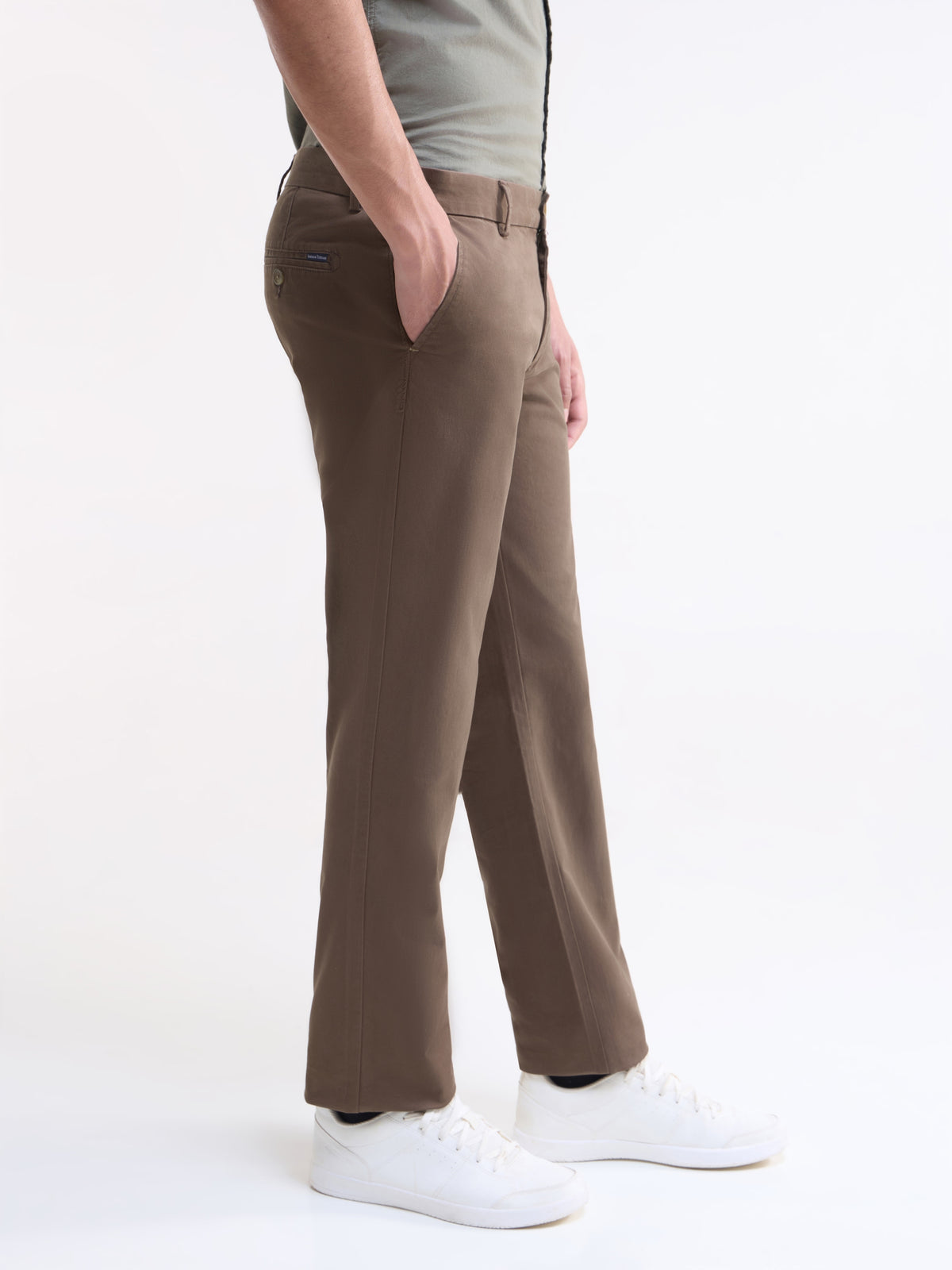 Twill Regular Fit Trousers - Brown t4option_1
