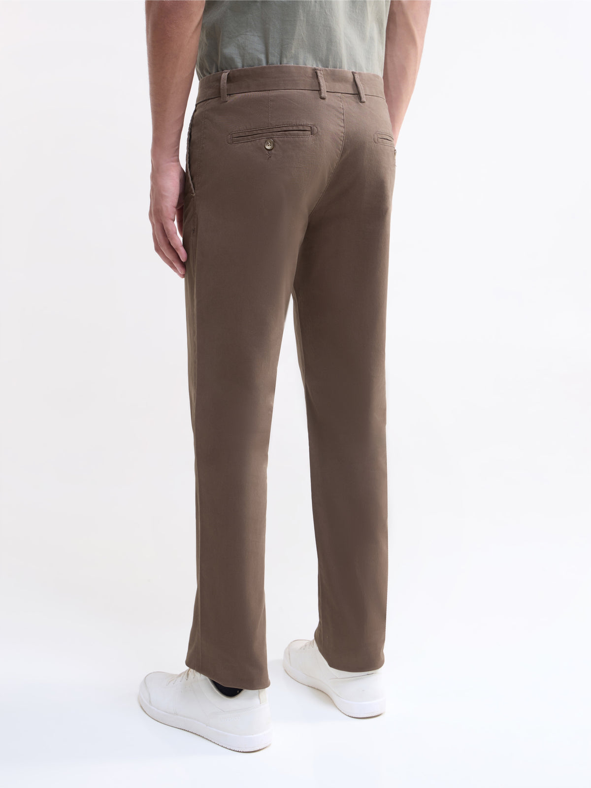 Twill Regular Fit Trousers - Brown t4option_1