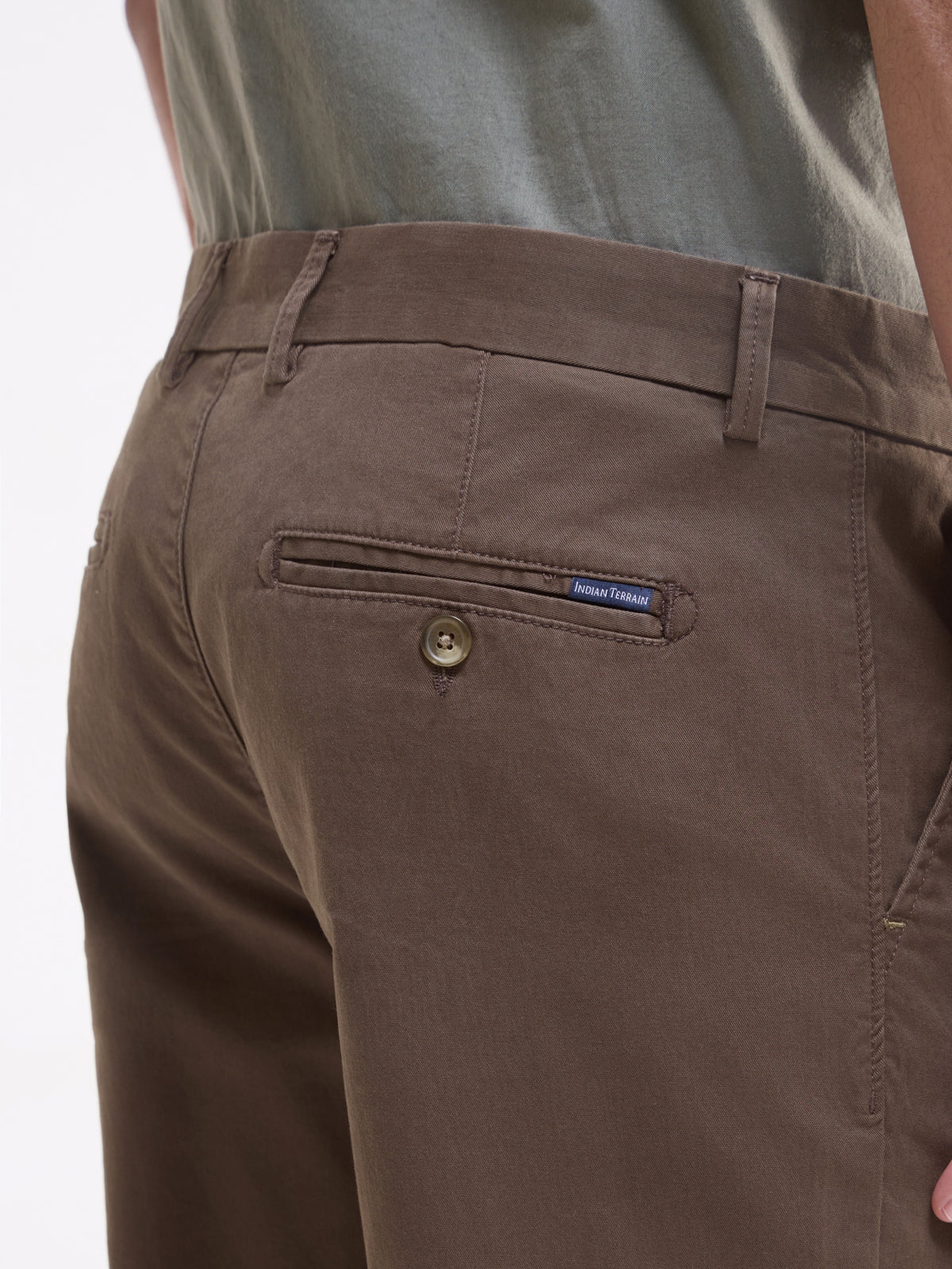 Twill Regular Fit Trousers - Brown t4option_1