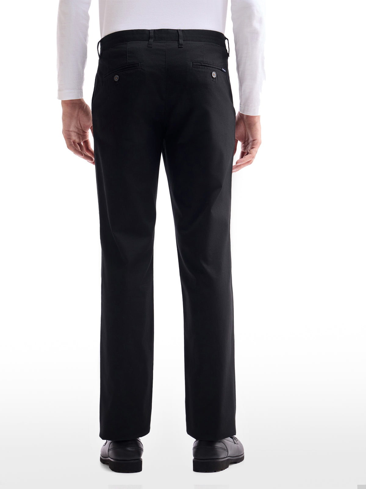 Solid Regular Fit Trousers - Black t4option_0