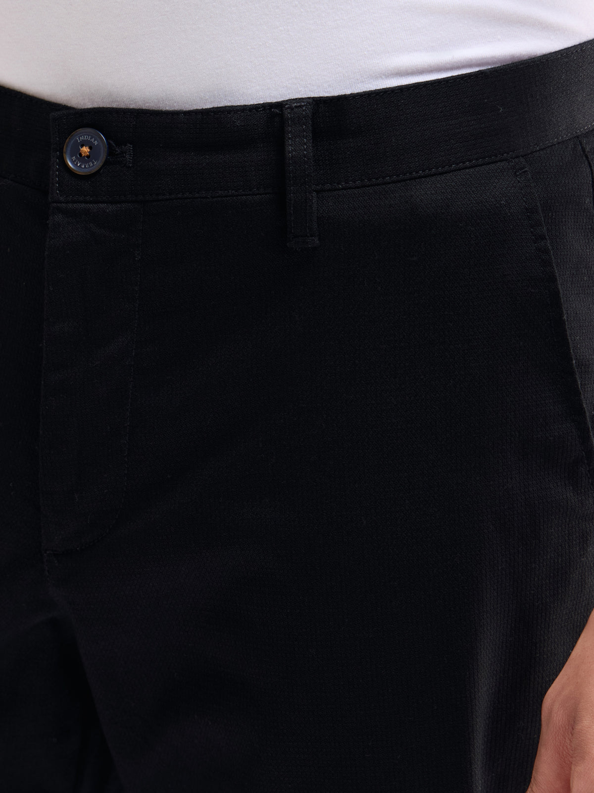 Solid Regular Fit Trousers - Black t4option_0