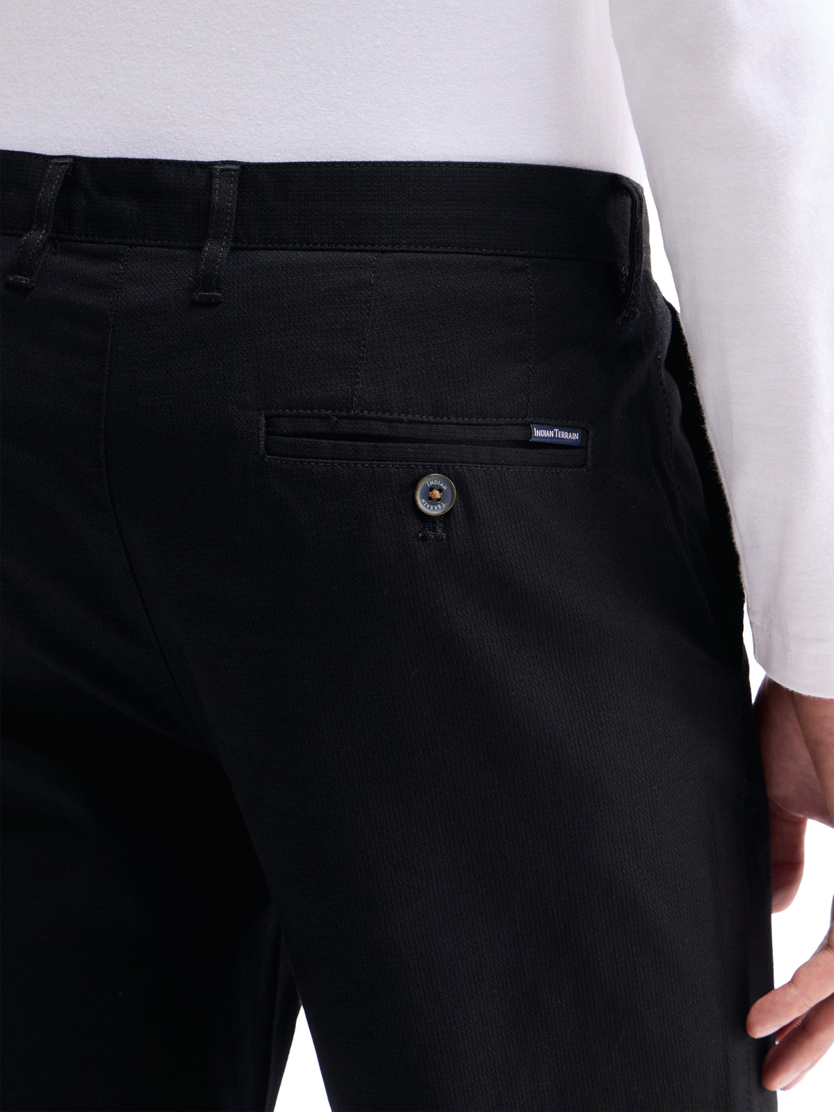 Solid Regular Fit Trousers - Black t4option_0