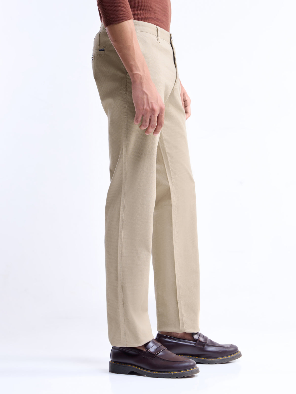 Solid Regular Fit Trousers - Khaki t4option_1