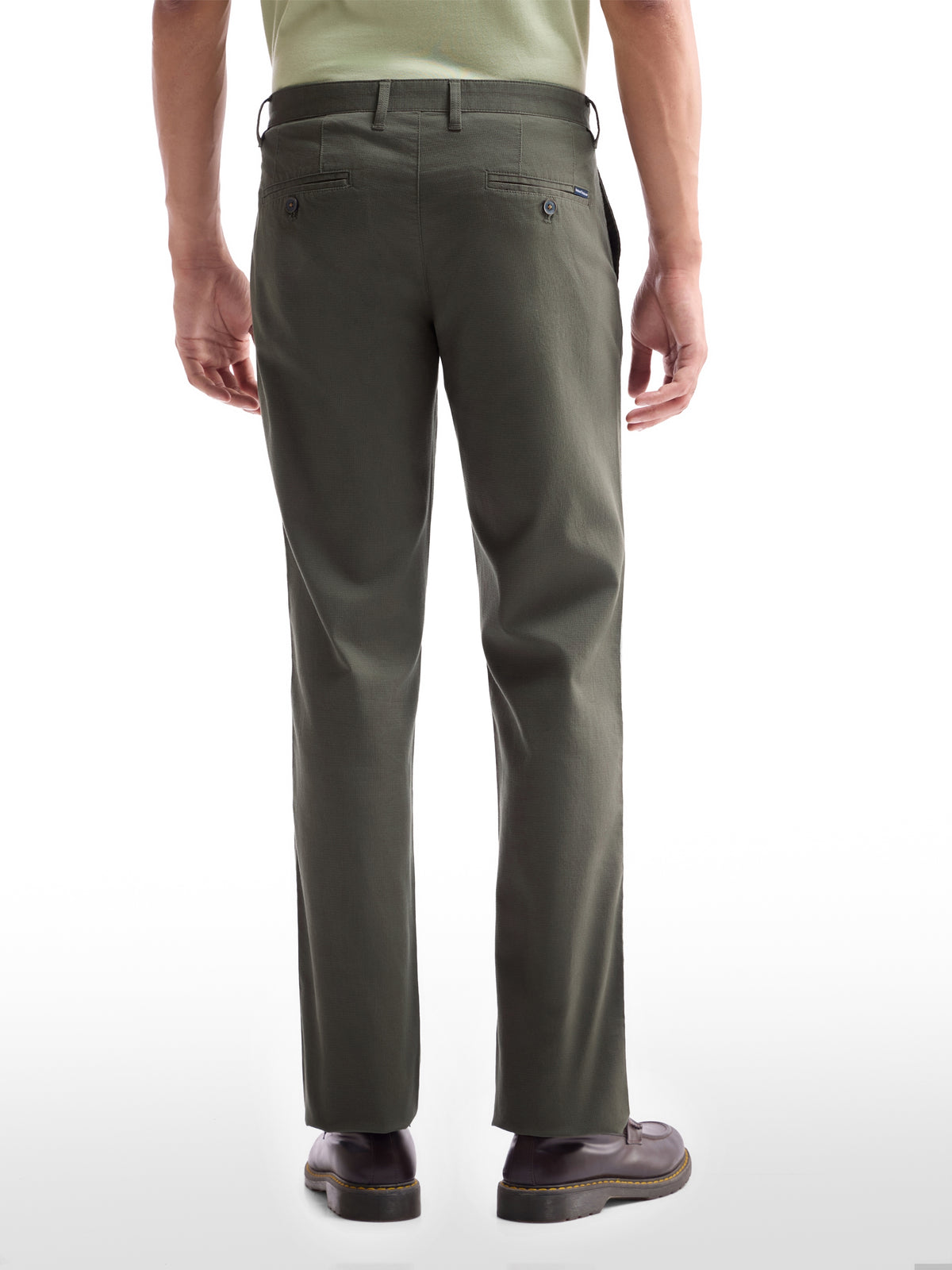 Solid Regular Fit Trousers - Olive t4option_3
