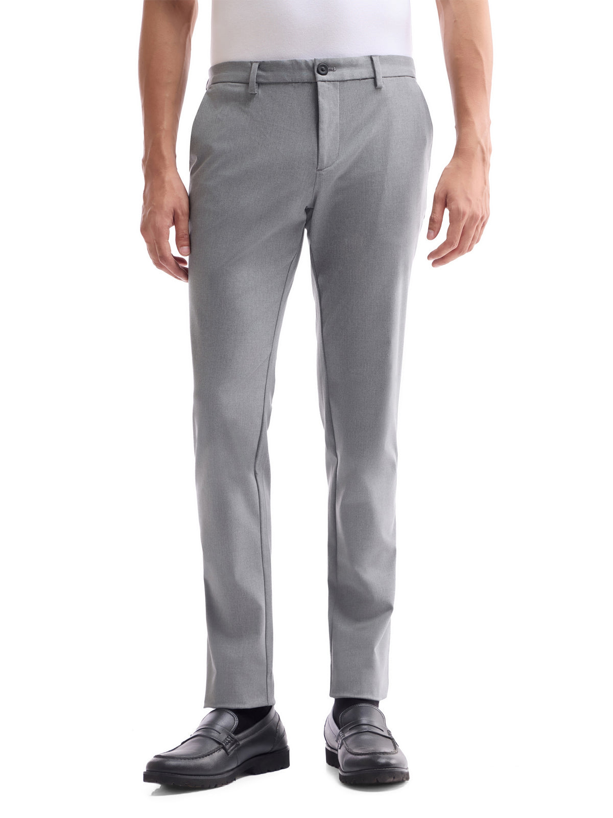 Solid Slim Comfort Fit Trousers - Lt Grey M. t4option_4