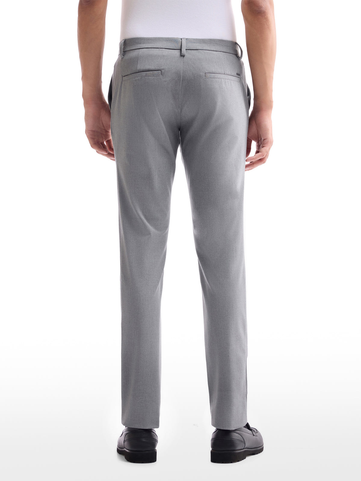 Solid Slim Comfort Fit Trousers - Lt Grey M. t4option_4