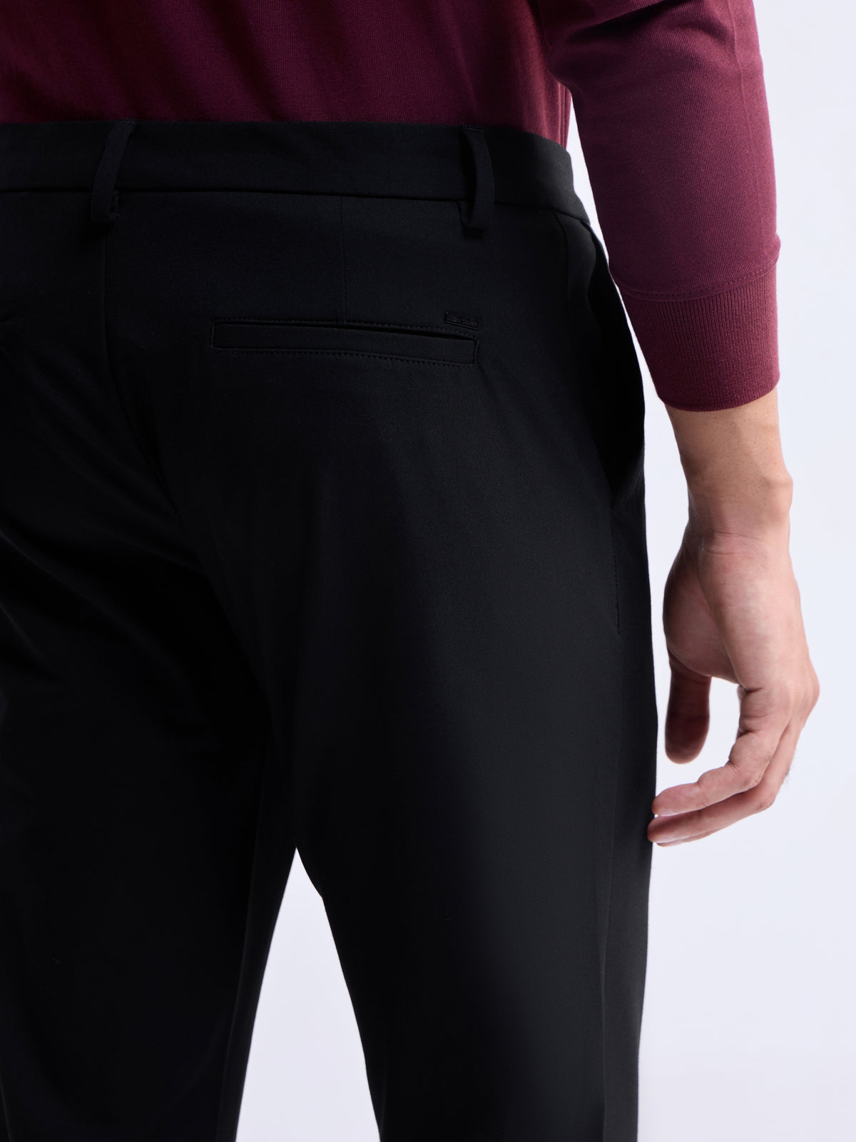 Solid Slim Fit Trousers - Black t4option_0