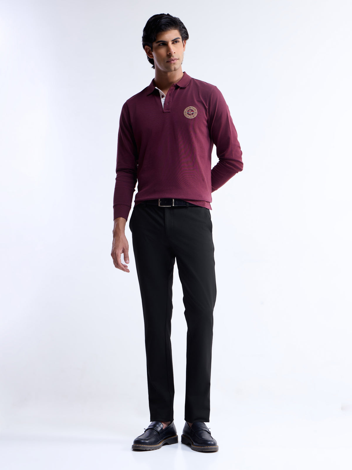 Solid Slim Fit Trousers - Black t4option_0
