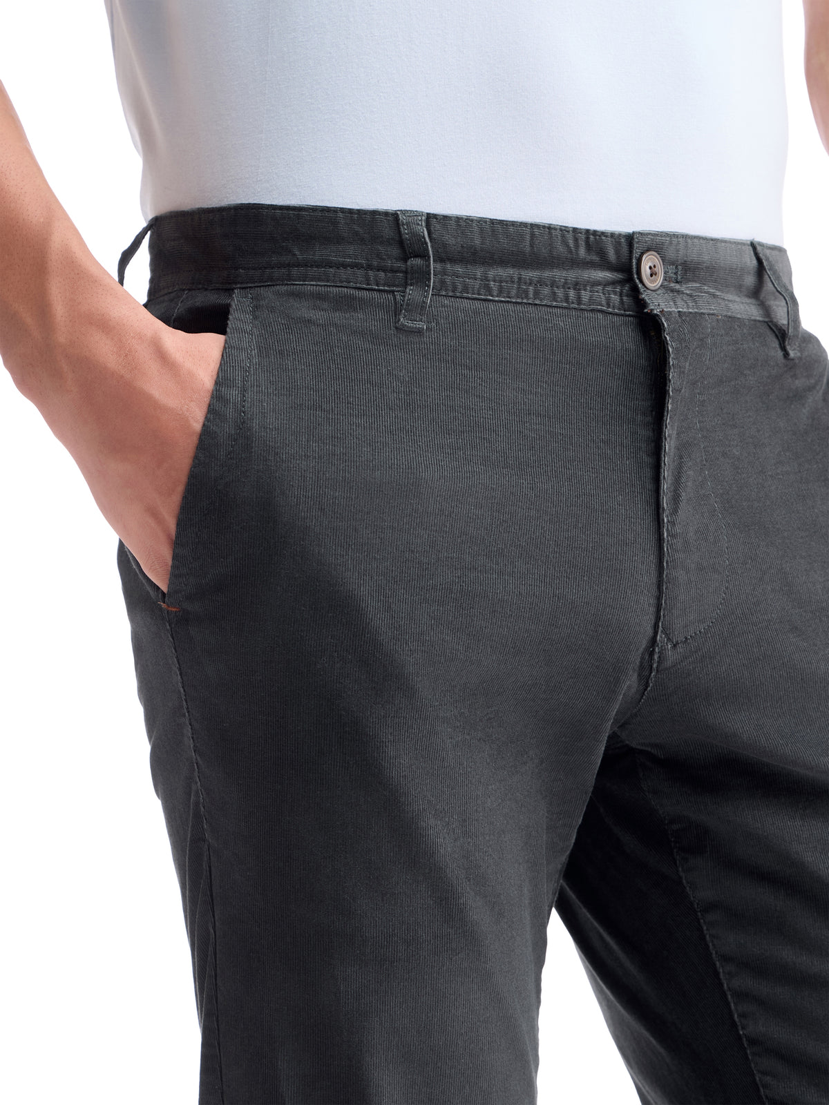 Solid Slim Fit Trousers - Grey t4option_1