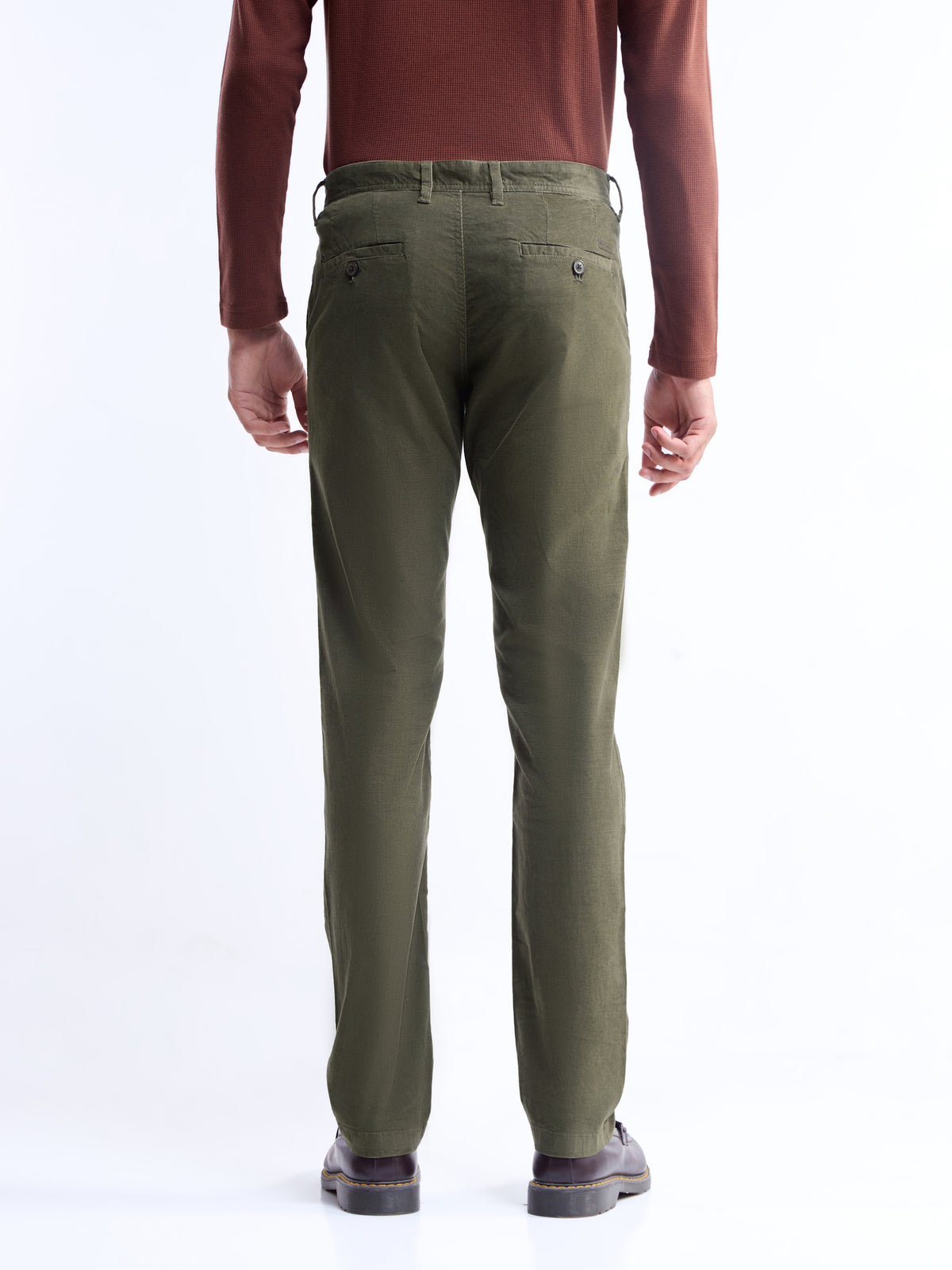 Solid Slim Fit Trousers - Olive t4option_2