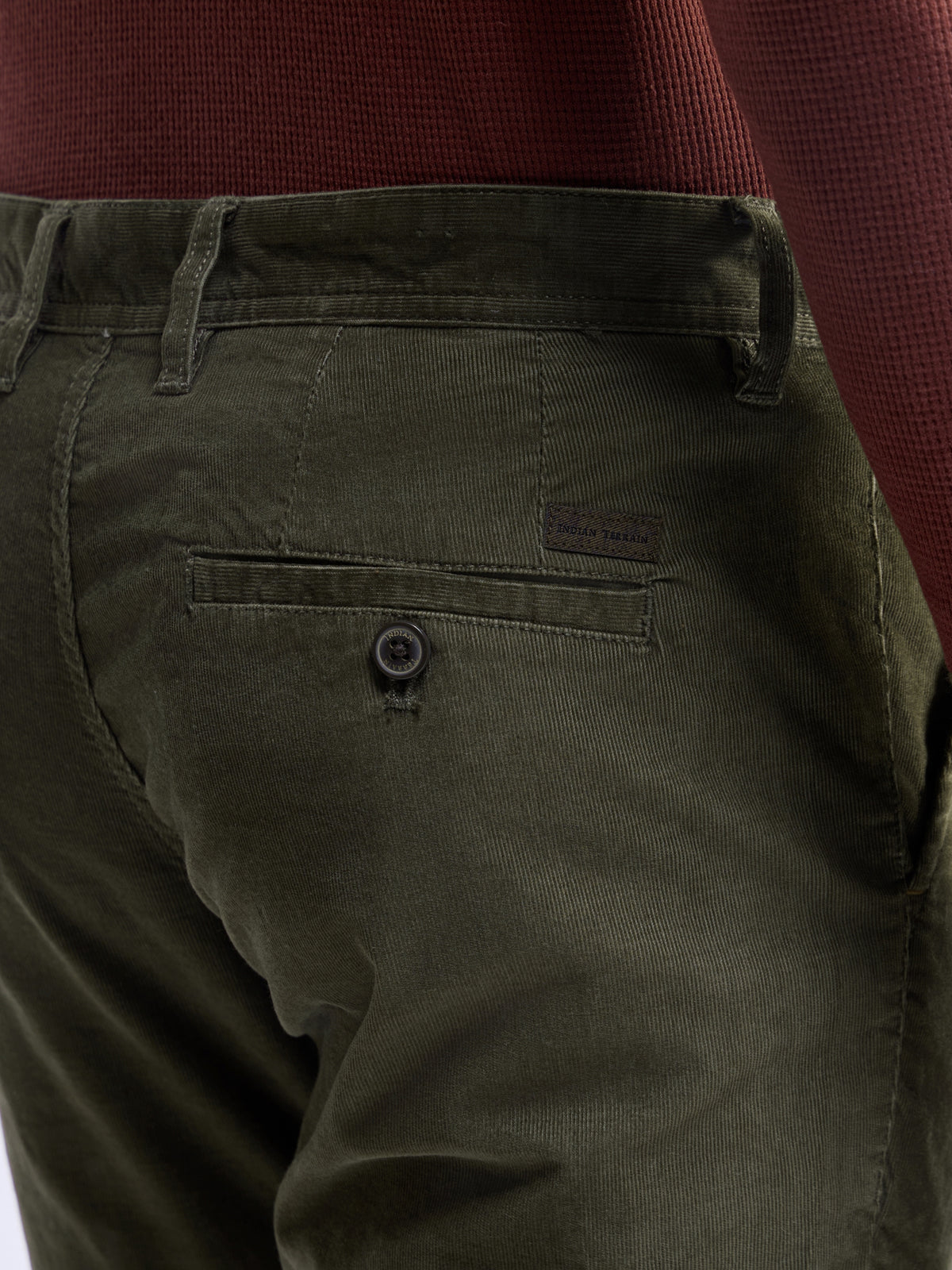 Solid Slim Fit Trousers - Olive t4option_2