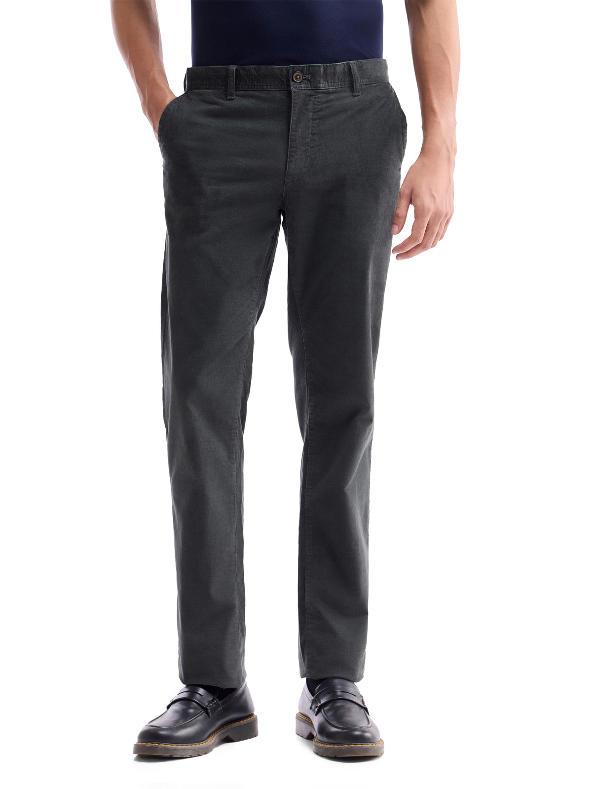 Solid Regular Fit Trousers - Grey t4option_1