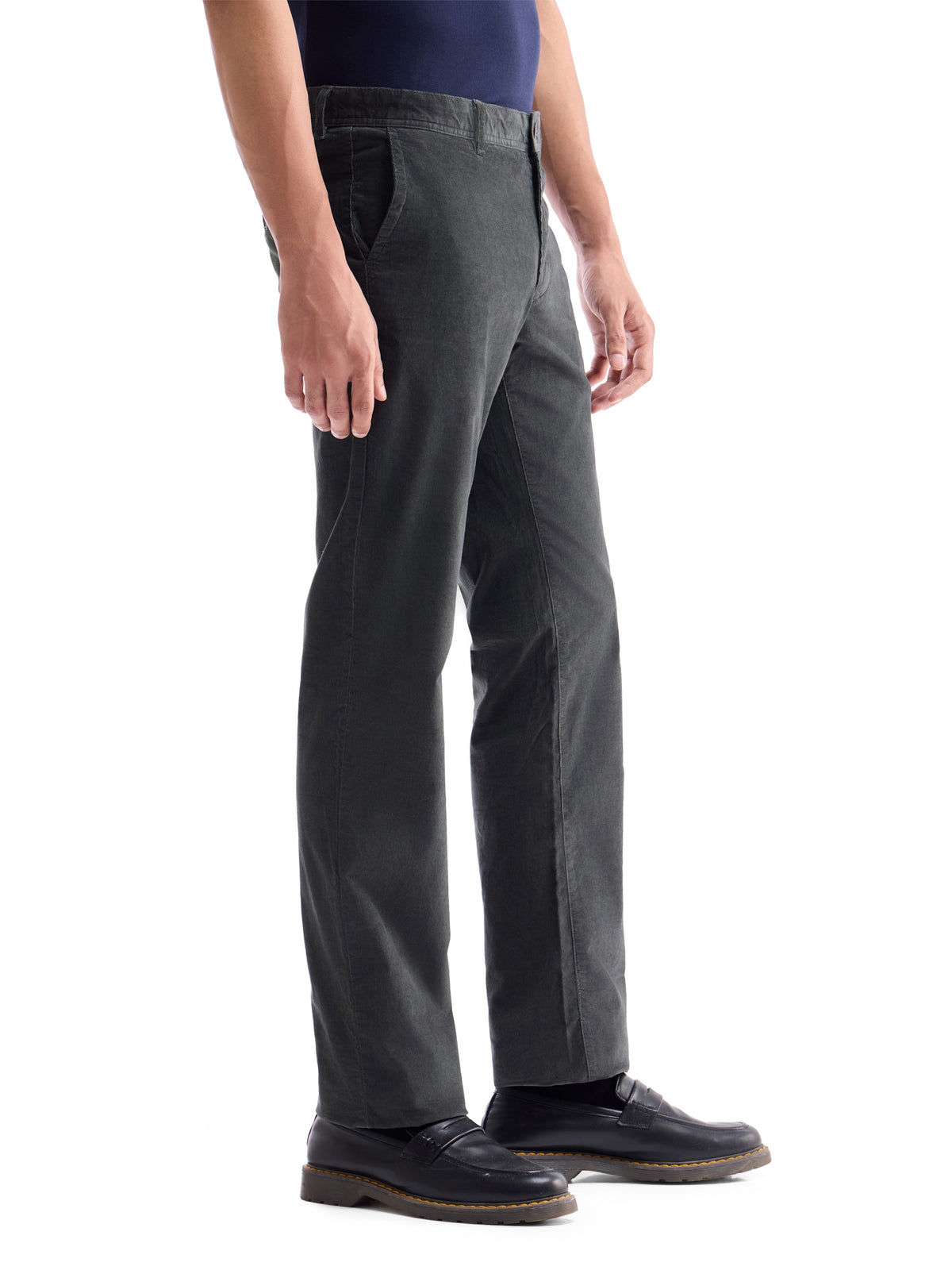 Solid Regular Fit Trousers - Grey t4option_1
