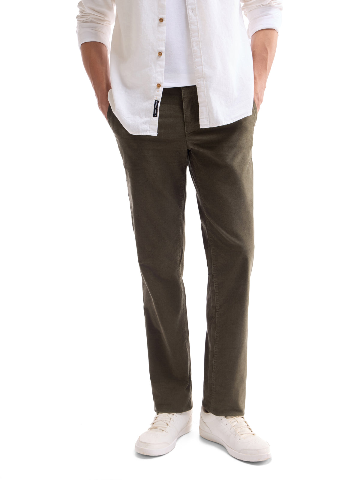 Solid Regular Fit Trousers - Olive t4option_2
