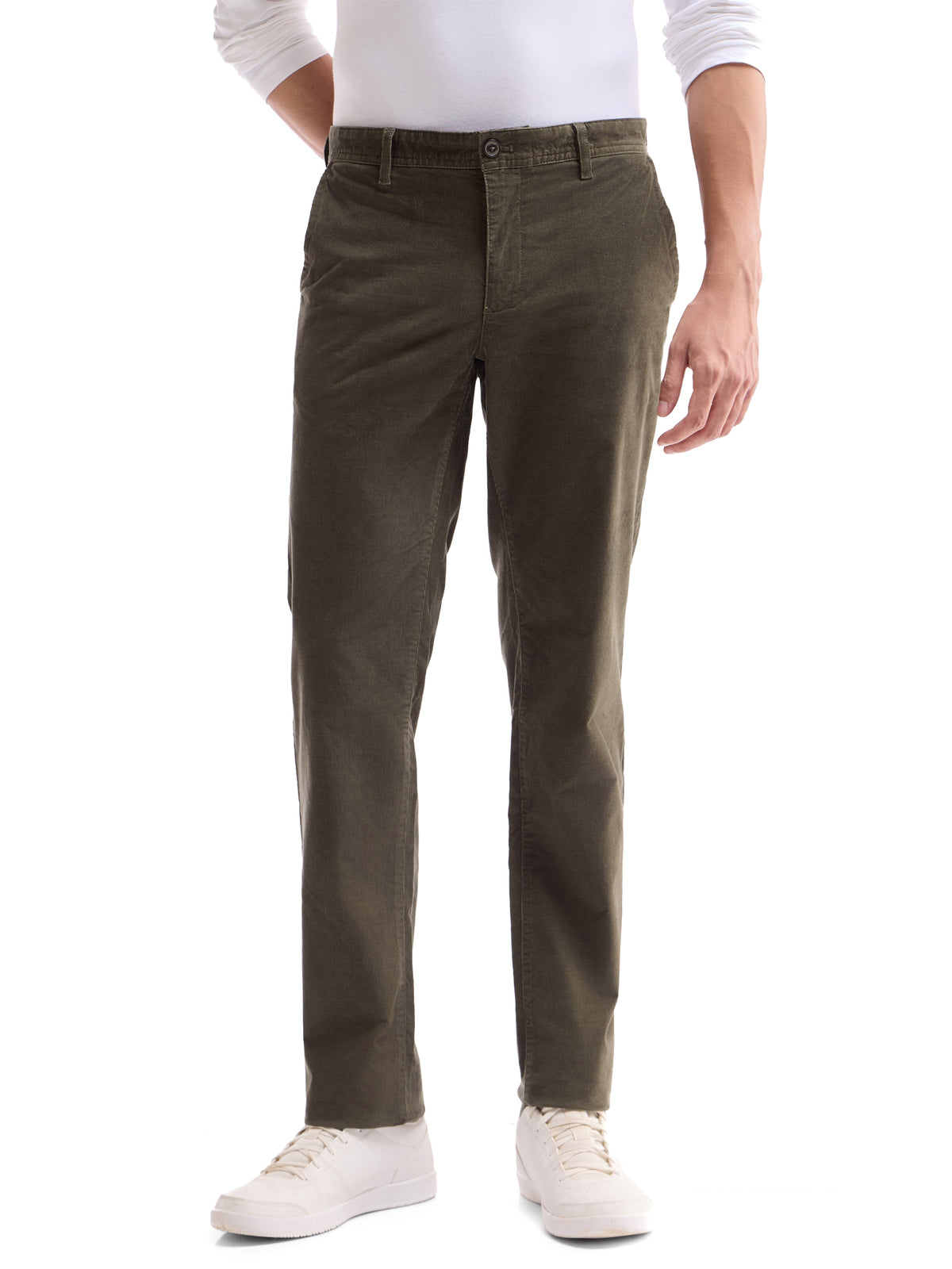 Solid Regular Fit Trousers - Olive t4option_2