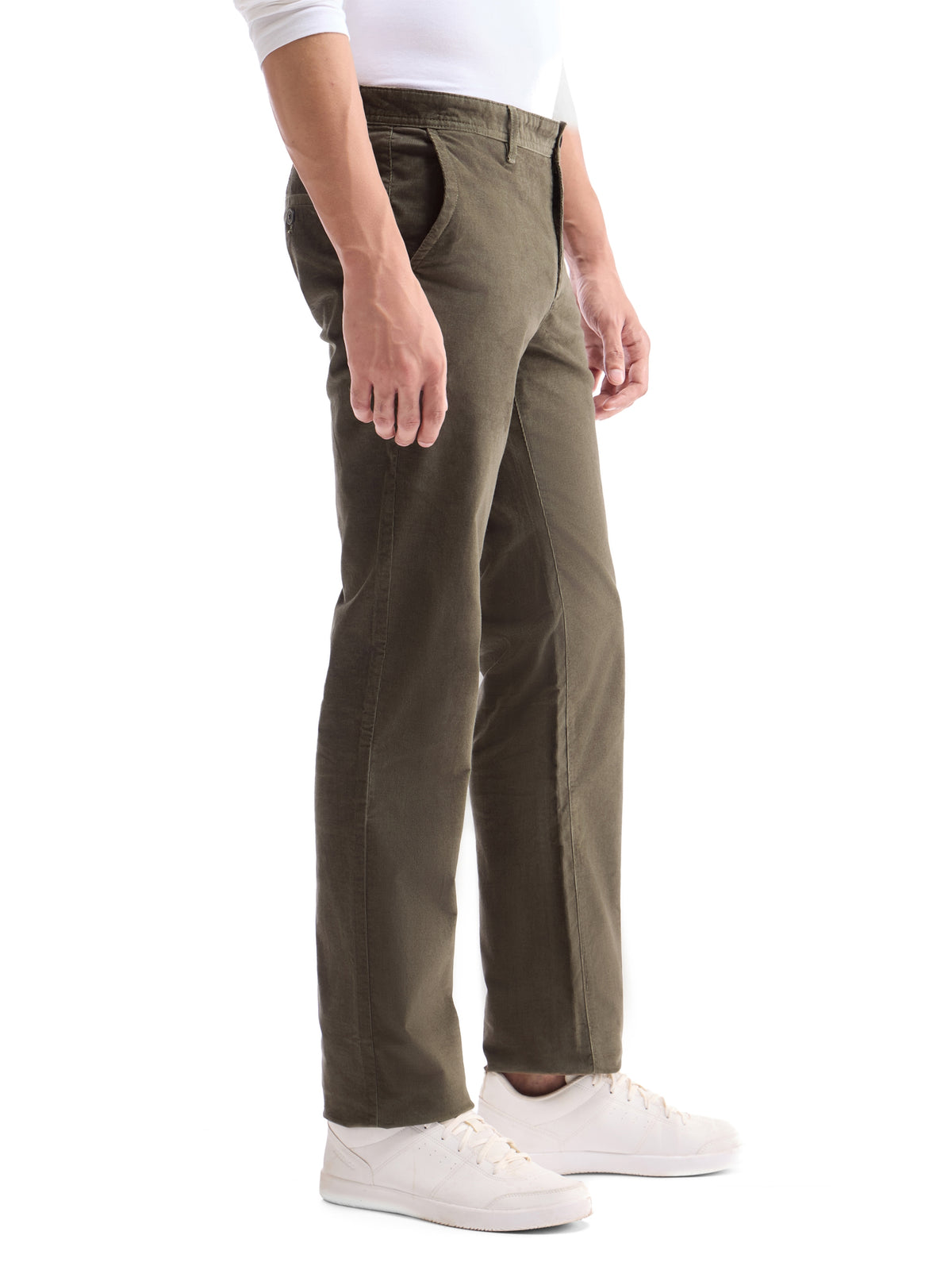 Solid Regular Fit Trousers - Olive t4option_2