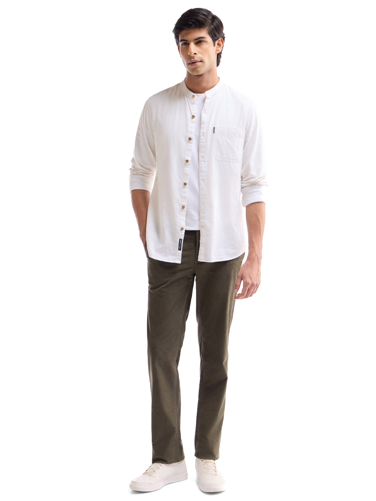Solid Regular Fit Trousers - Olive t4option_2