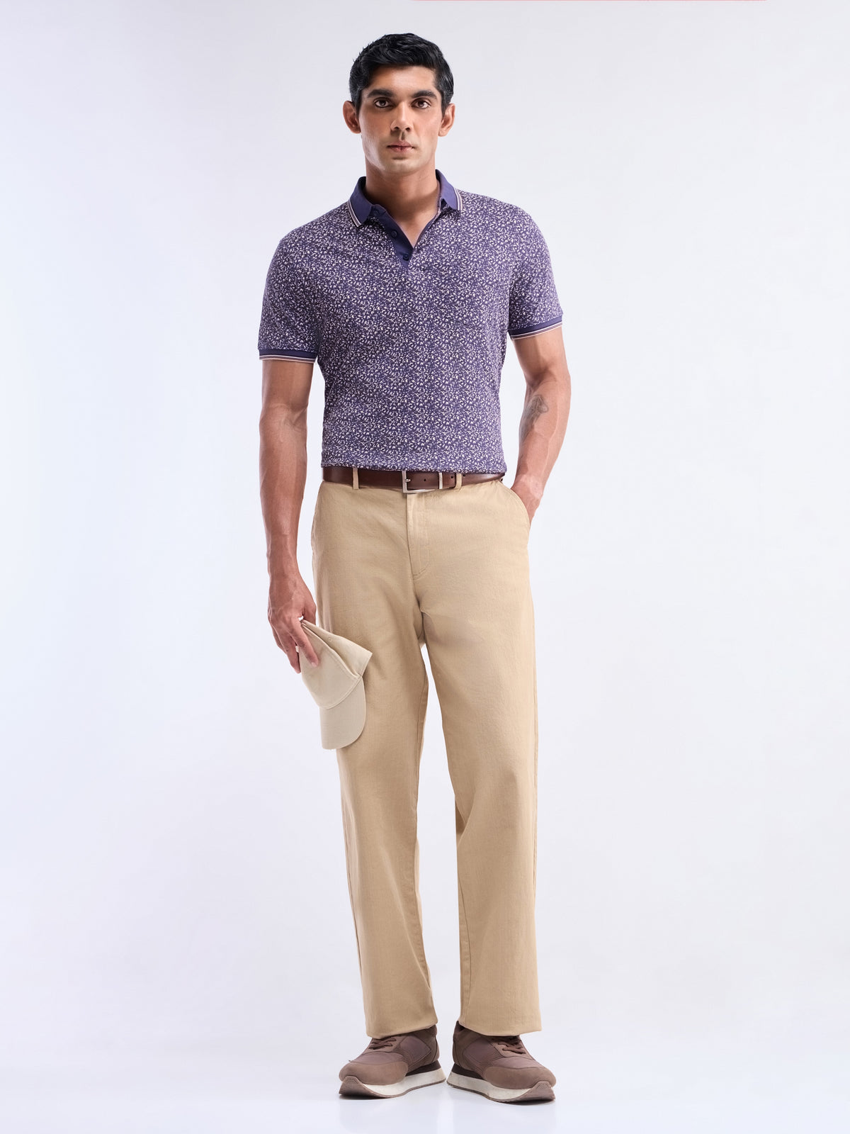 Printed Polo Regular Fit T-shirt - Navy t4option_0