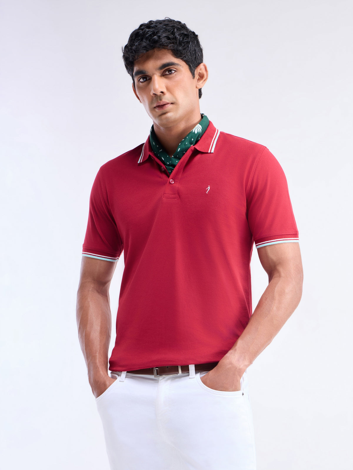 Solid Polo Relaxed Fit T-shirt - Maroon t4option_2