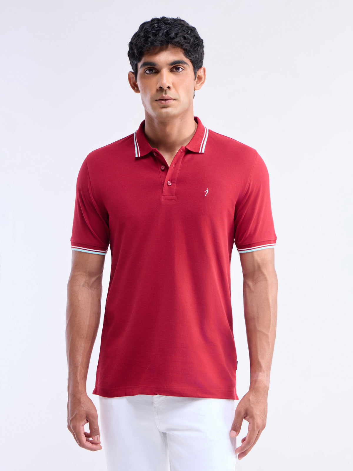 Solid Polo Relaxed Fit T-shirt - Maroon t4option_2