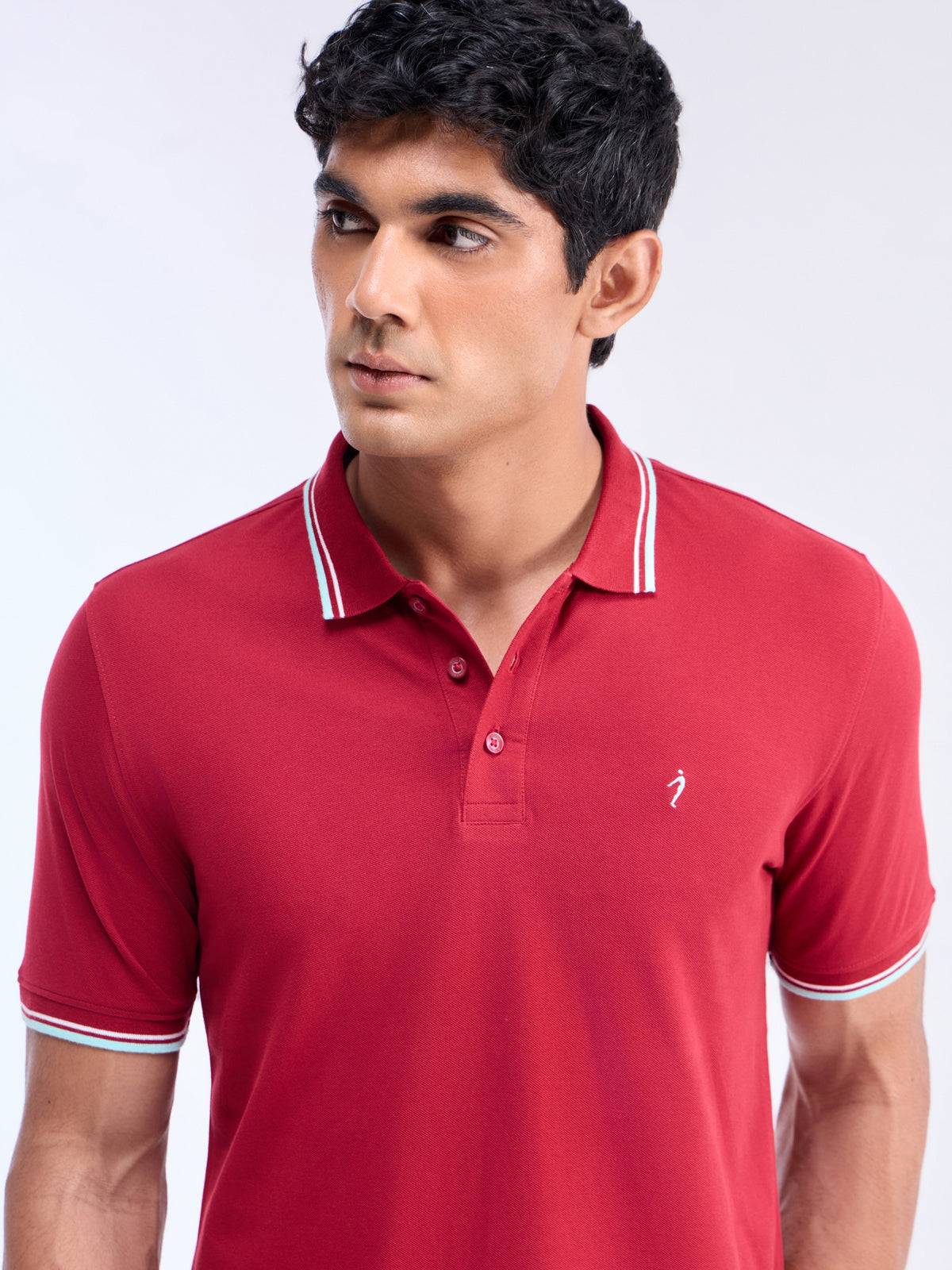 Solid Polo Relaxed Fit T-shirt - Maroon t4option_2