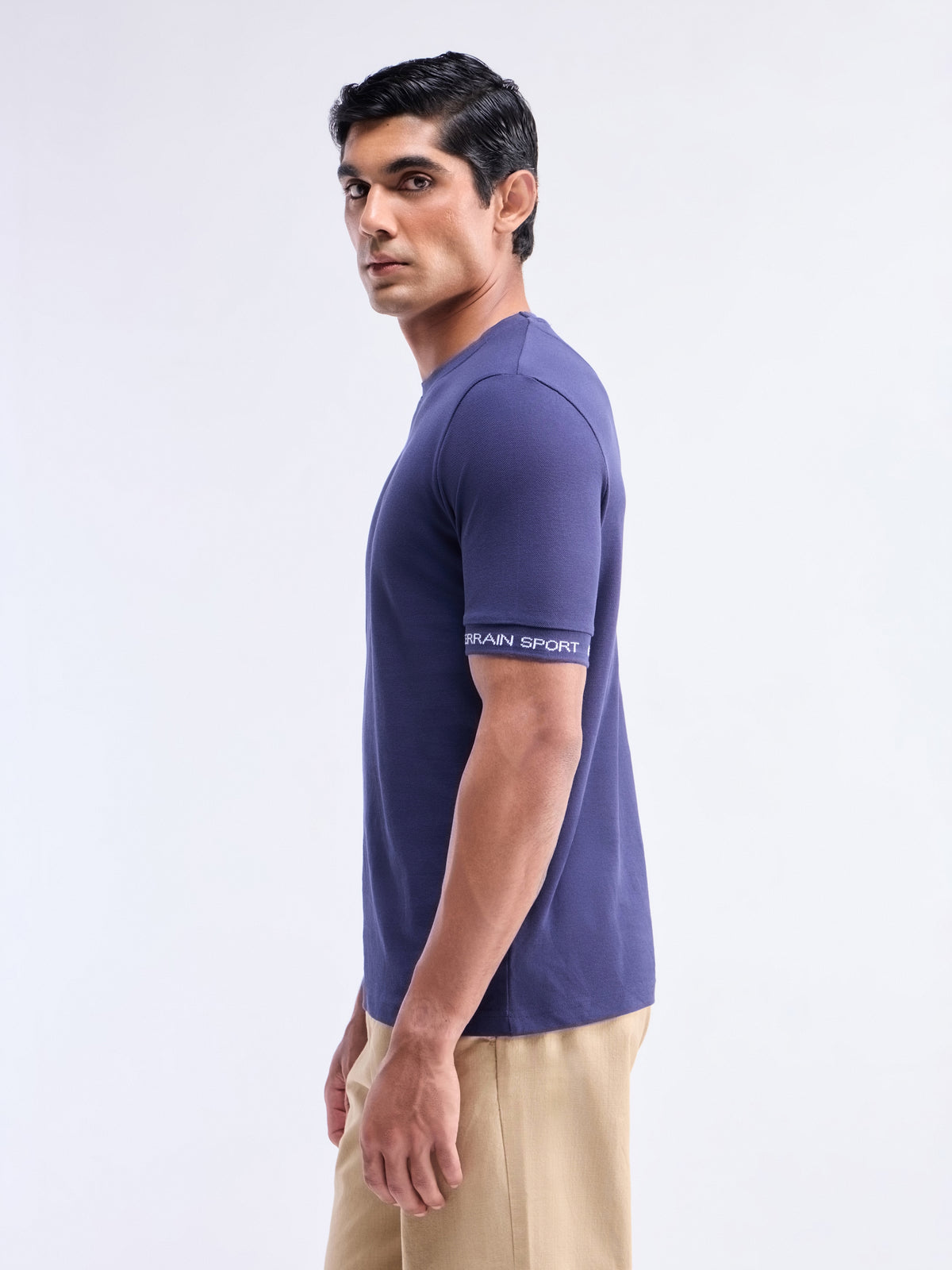 Solid Crew Neck Regular Fit T-shirt - Navy t4option_1