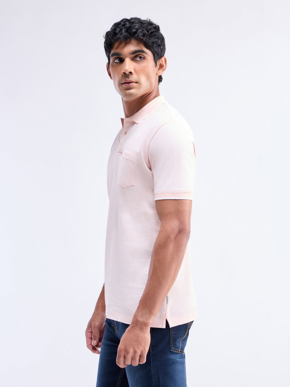 Printed Polo Regular Fit T-shirt - Pale Pink t4option_0