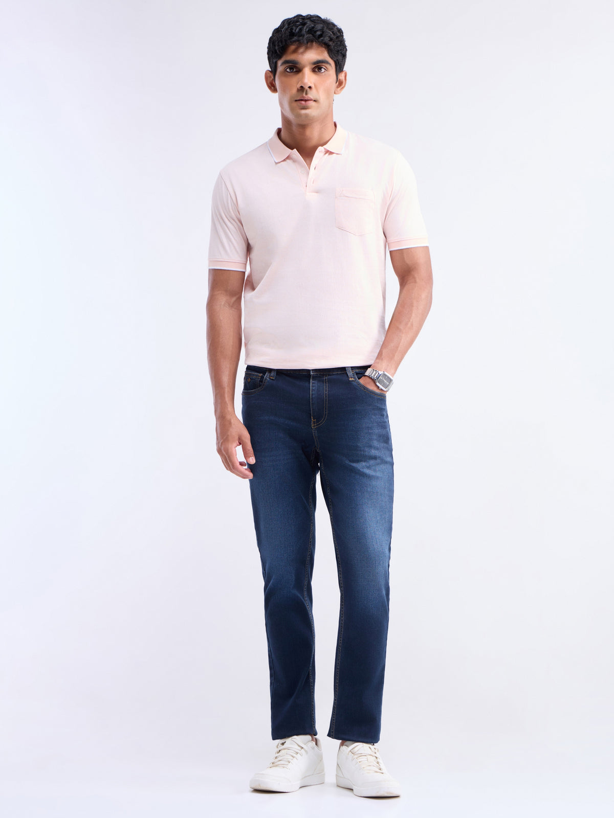 Printed Polo Regular Fit T-shirt - Pale Pink t4option_0
