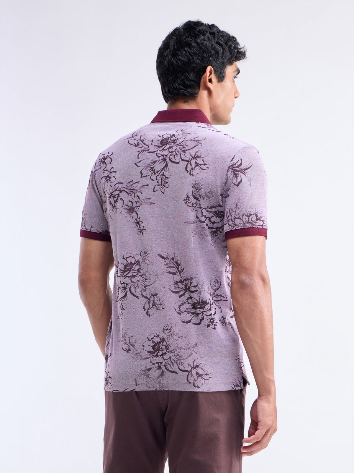 Printed Polo Regular Fit T-shirt - Dk Wine t4option_1