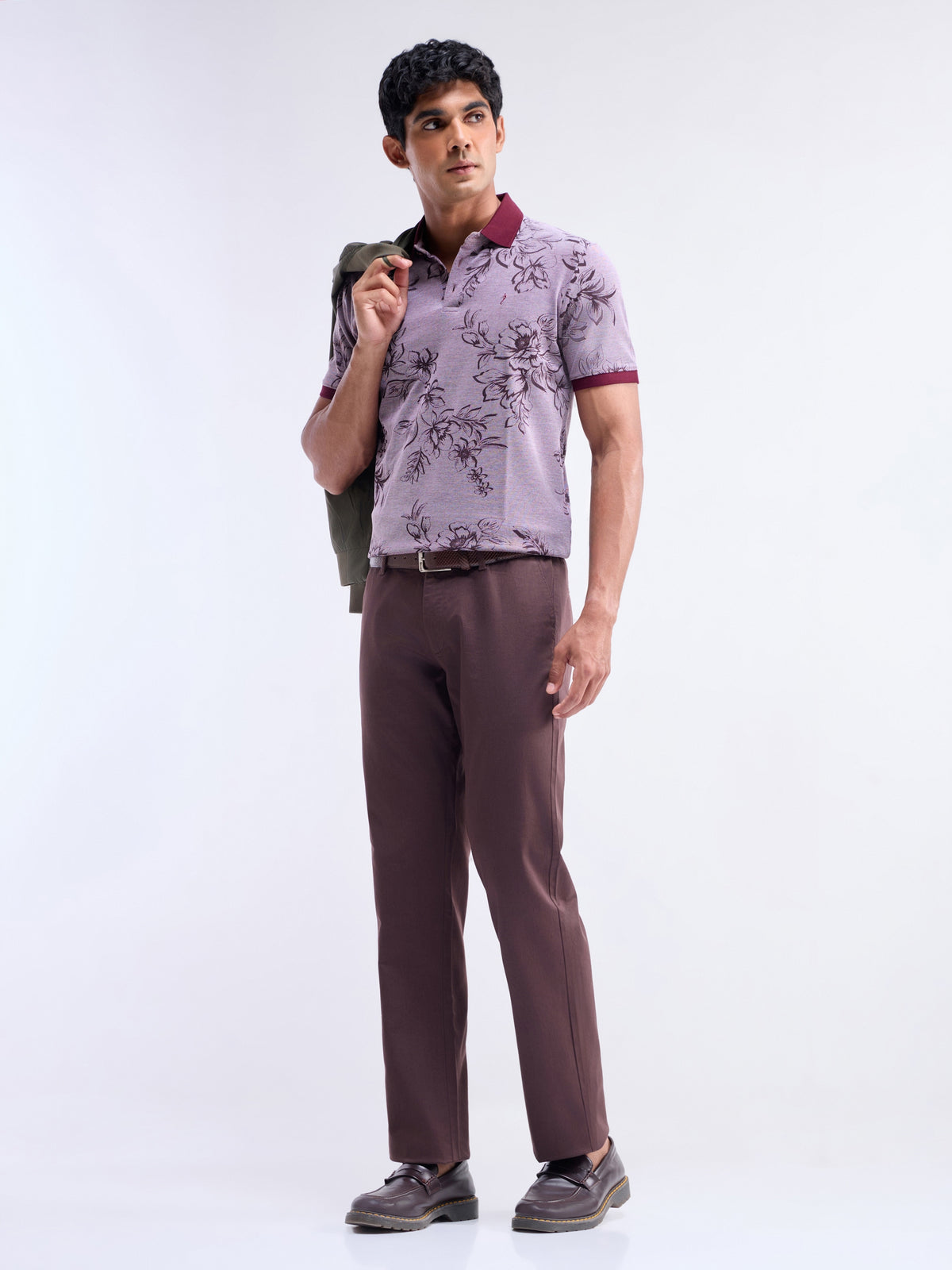 Printed Polo Regular Fit T-shirt - Dk Wine t4option_1