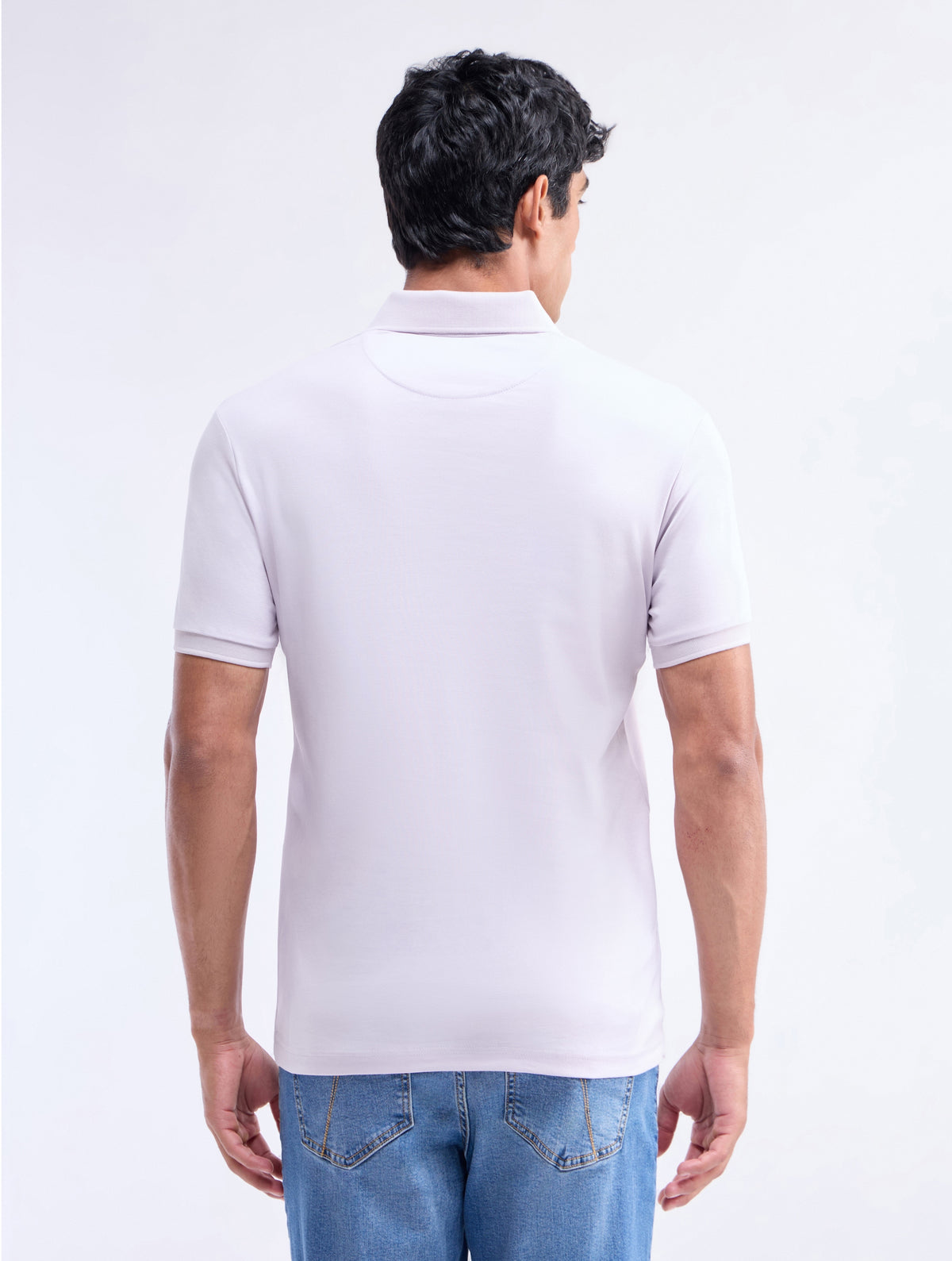 Printed Polo Regular Fit T-shirt - Lavender t4option_0