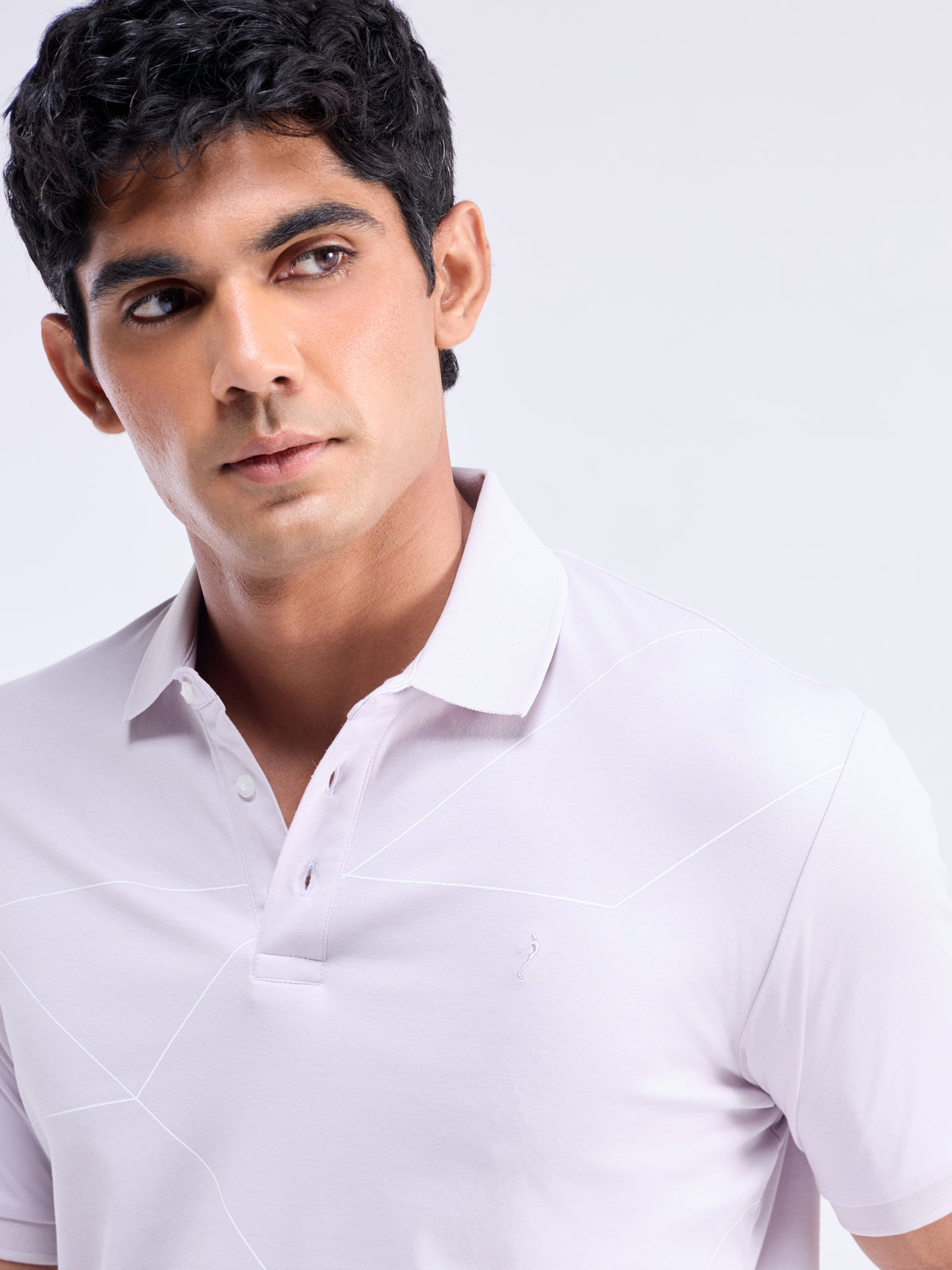 Printed Polo Regular Fit T-shirt - Lavender t4option_0