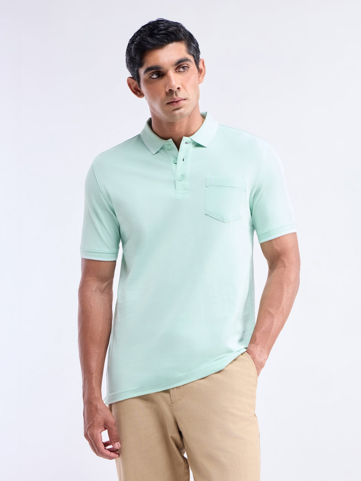 Solid Polo Regular Fit T-shirt - Mint t4option_1