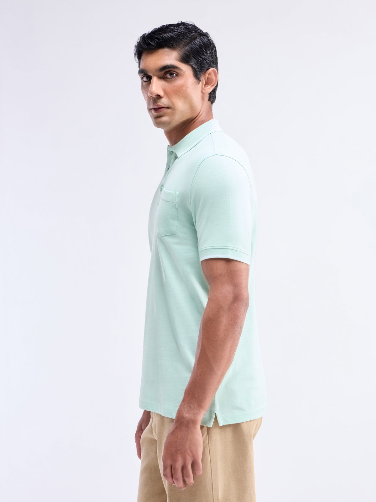 Solid Polo Regular Fit T-shirt - Mint t4option_1