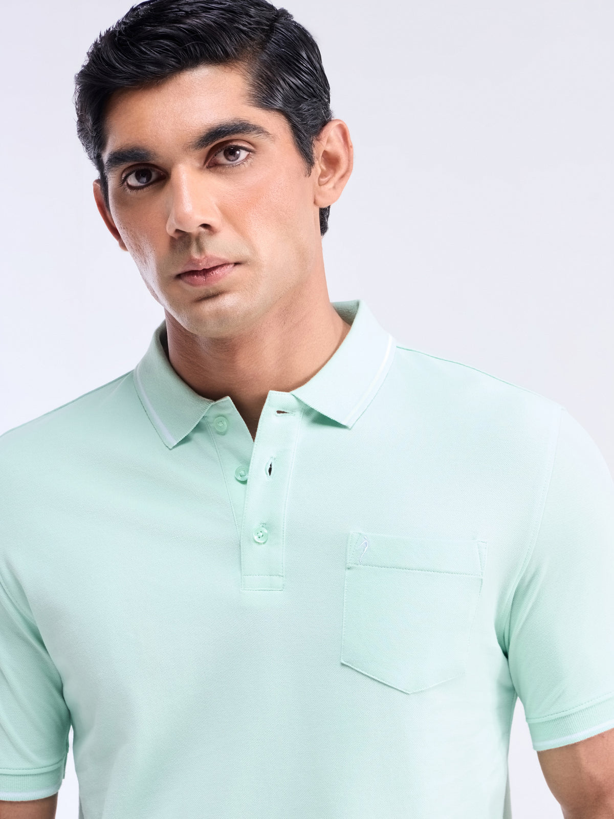 Solid Polo Regular Fit T-shirt - Mint t4option_1