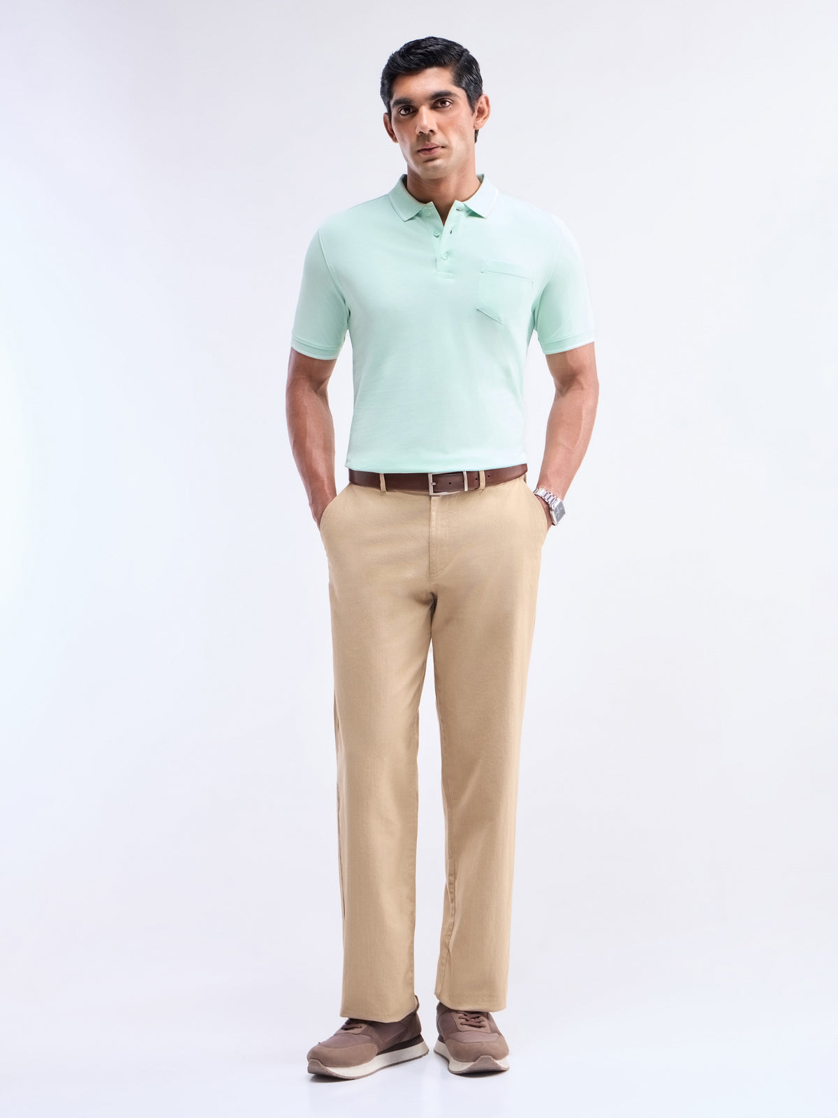 Solid Polo Regular Fit T-shirt - Mint t4option_1