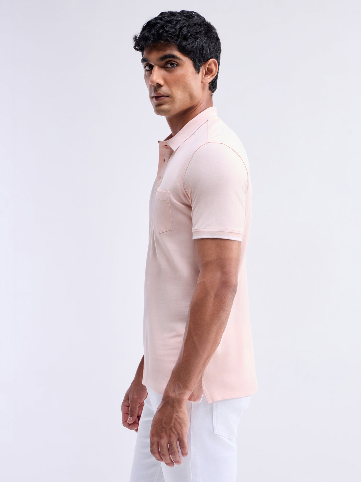 Solid Polo Regular Fit T-shirt - Pale Pink t4option_0