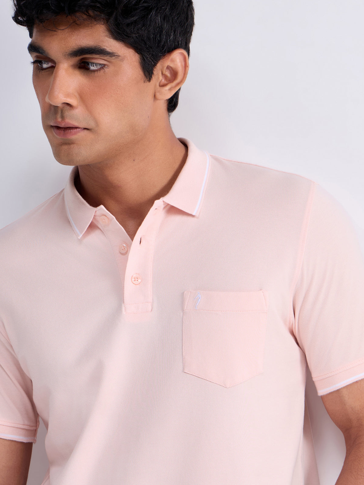 Solid Polo Regular Fit T-shirt - Pale Pink t4option_0