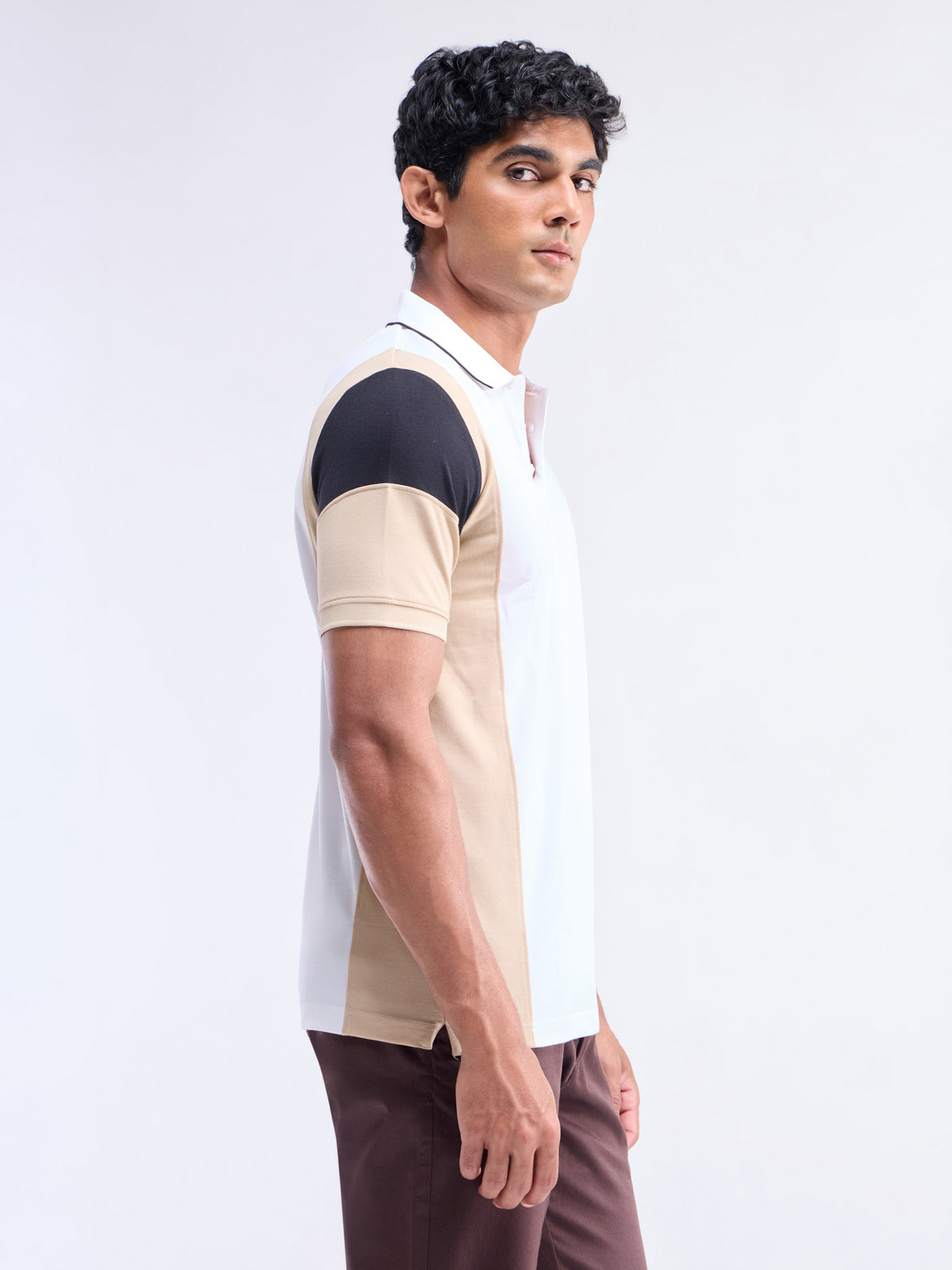 Colour Block Polo Regular Fit T-shirt - Khaki t4option_0