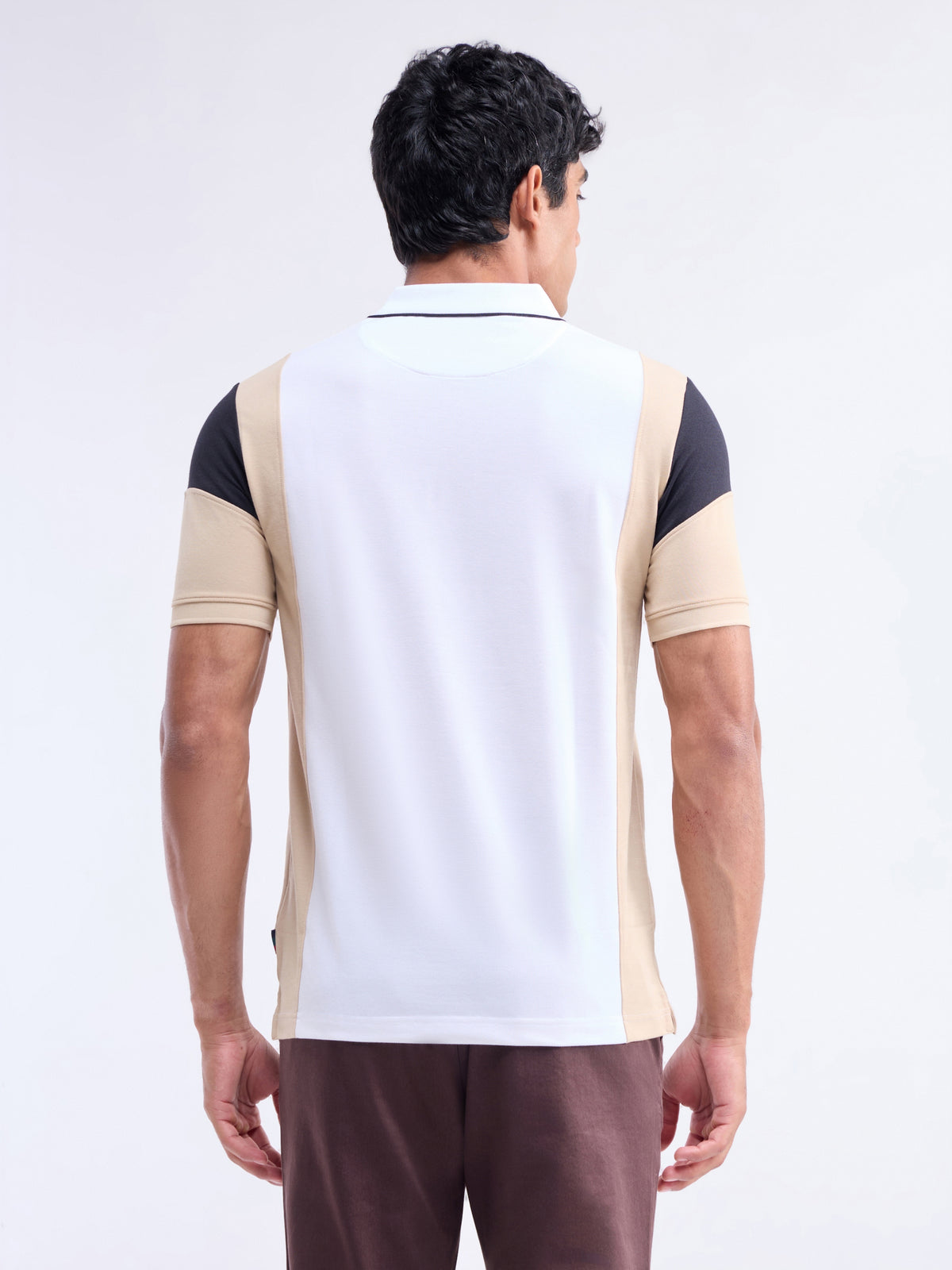 Colour Block Polo Regular Fit T-shirt - Khaki t4option_0