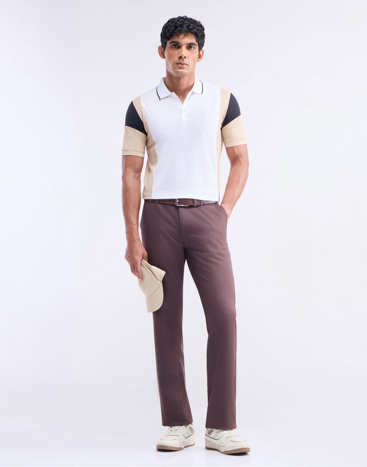 Colour Block Polo Regular Fit T-shirt - Khaki t4option_0