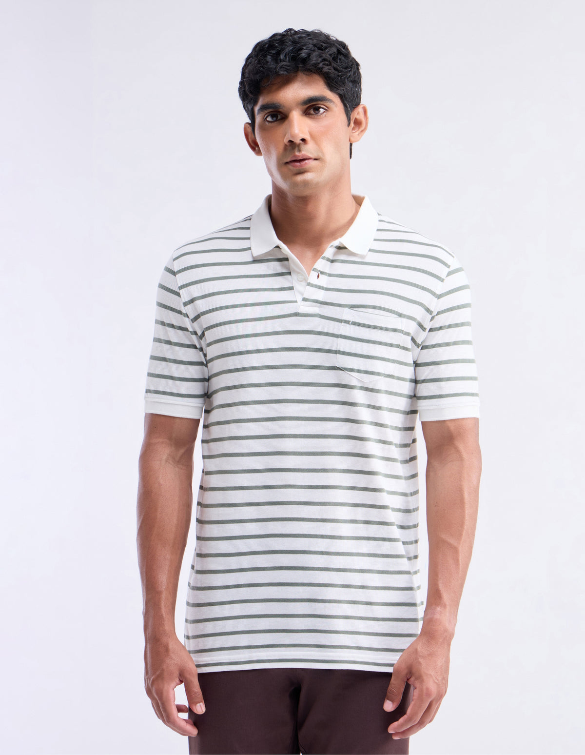 Striped Polo Regular Fit T-shirt - Off White t4option_0