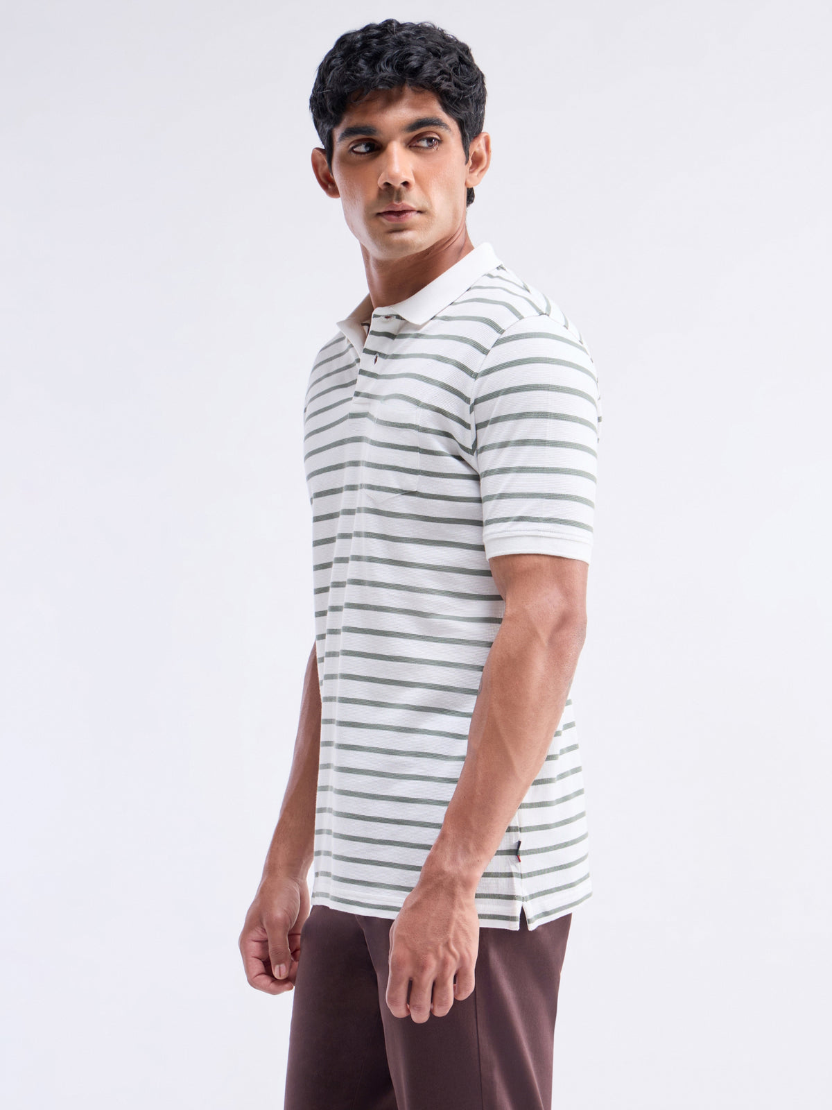 Striped Polo Regular Fit T-shirt - Off White t4option_0