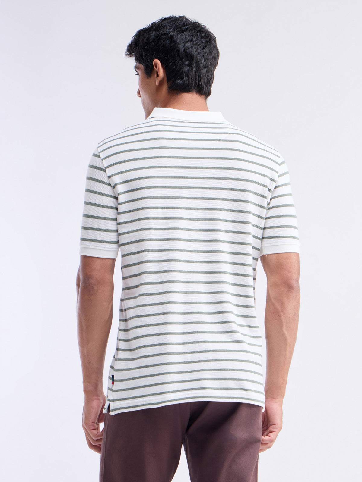 Striped Polo Regular Fit T-shirt - Off White t4option_0