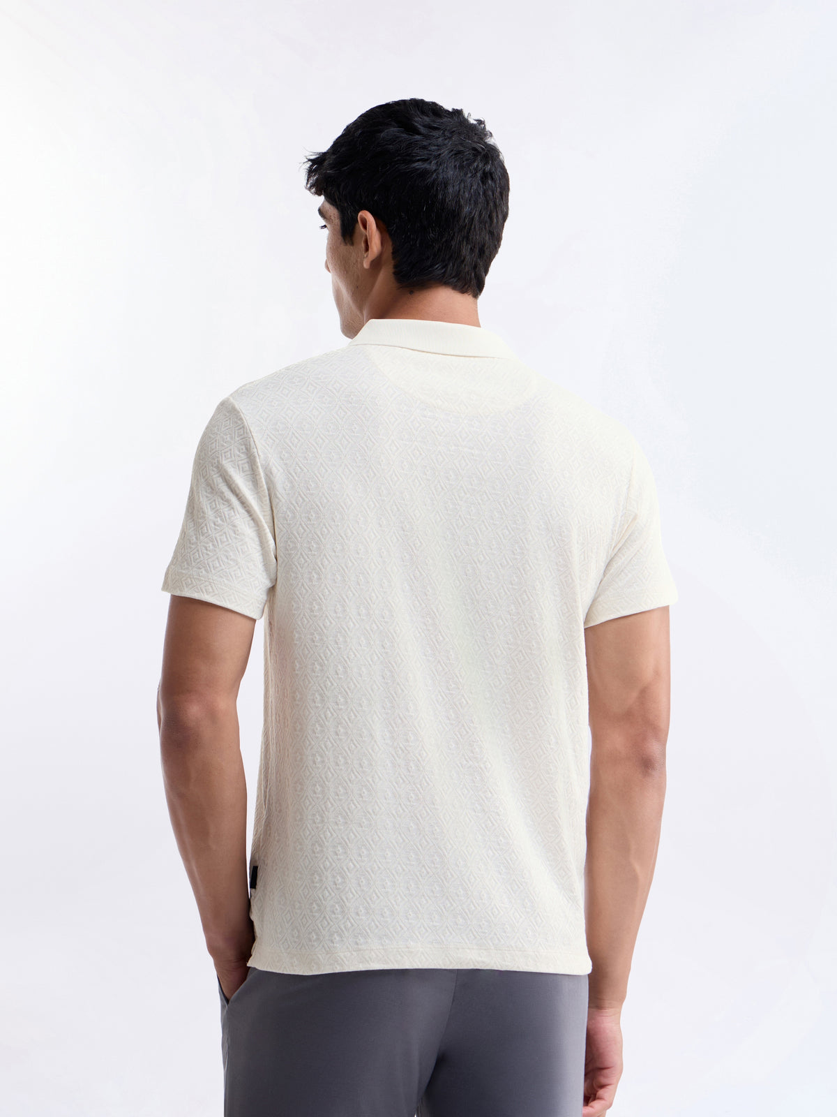 Jacquard Polo Regular Fit T-shirt - Off White t4option_2